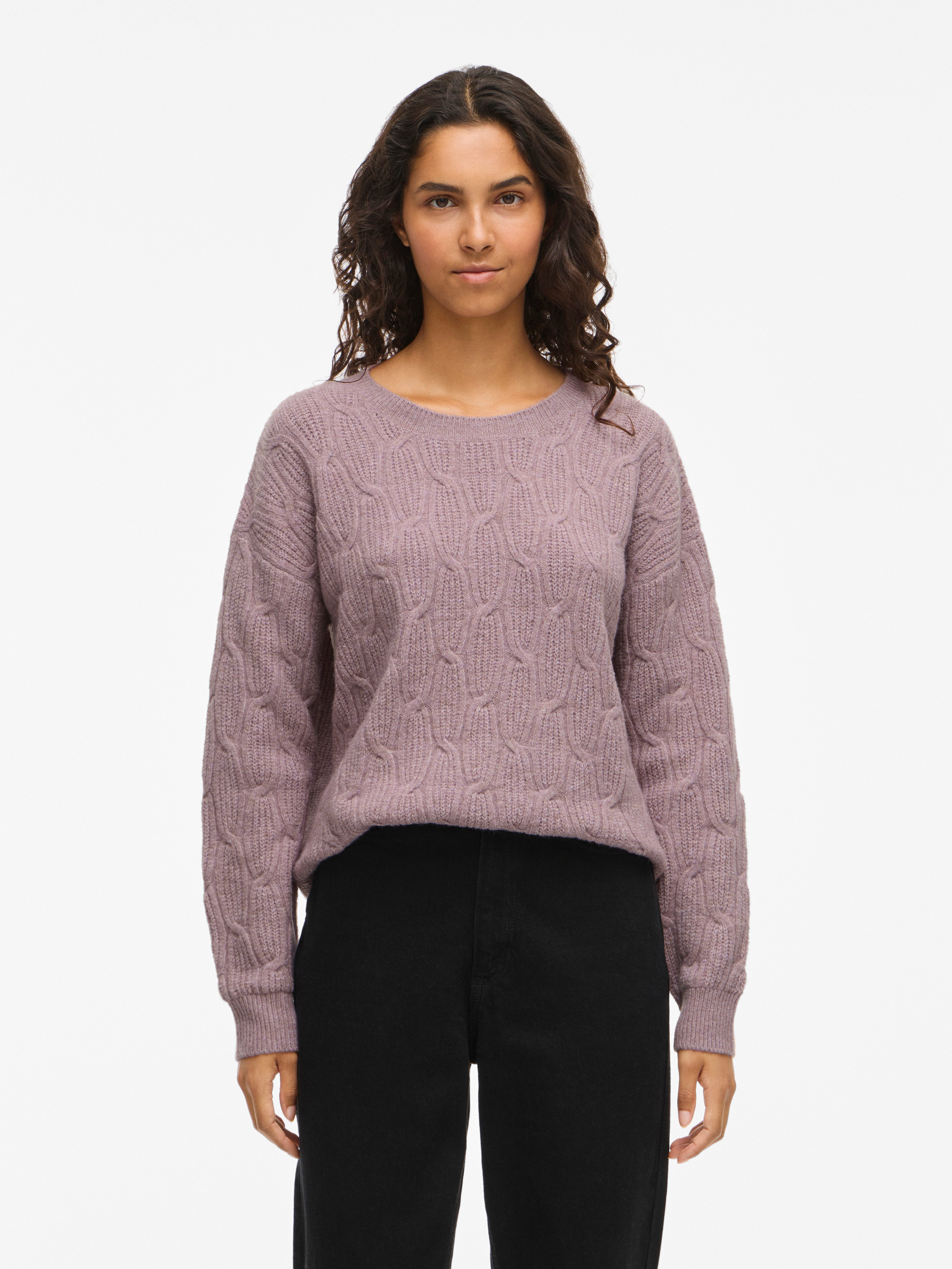 Vila Gebreide trui VILASSIA O-NECK L/S CABEL KNIT TOP -NOOS dames truien maat XXL roze