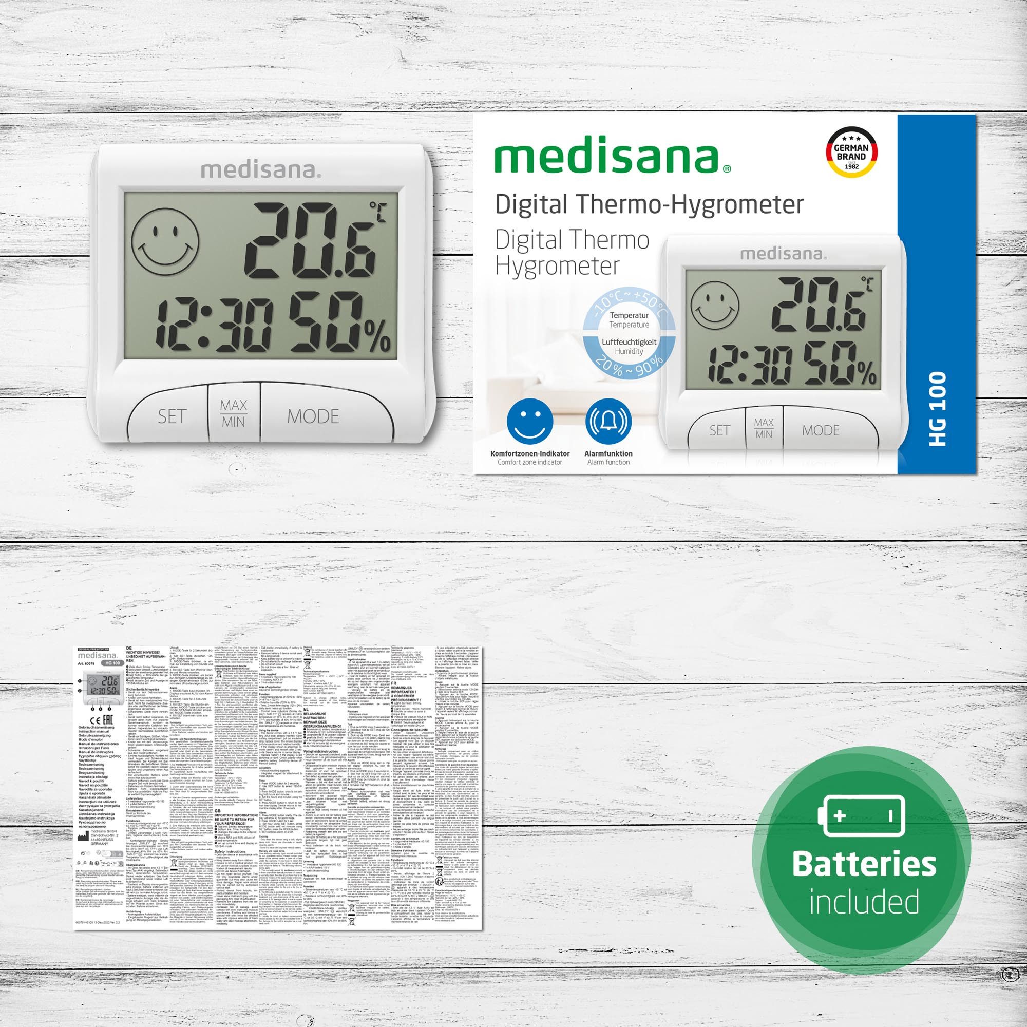 Medisana Weerstation voor binnen HG 100 Luchtvochtigheid, kamertemperatuur, hoogste en laagste waarden
