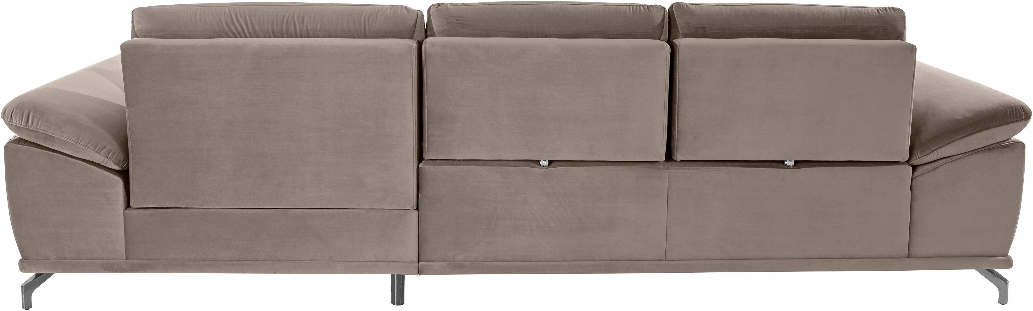 Places of Style Hoekbank Costello L-vorm, met zitdiepteverstelling, armleuningverstelling en
