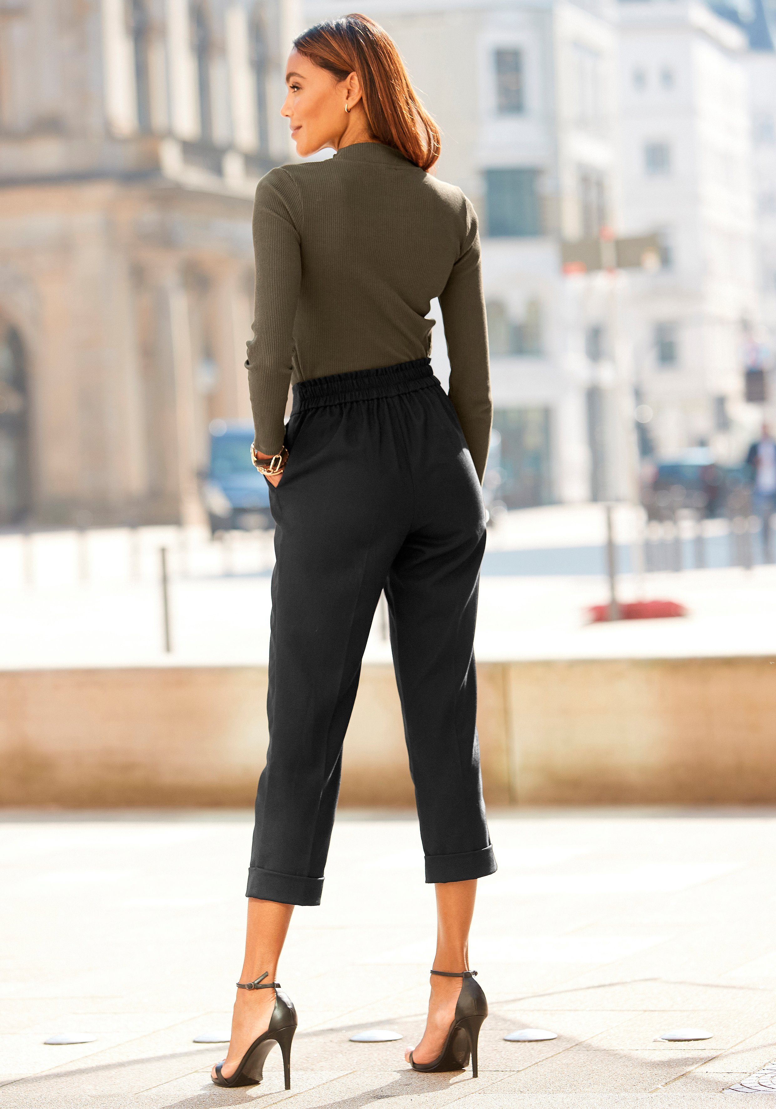 Lascana Comfortbroek met opgerolde broekzoom, elegante pantalon, business-look
