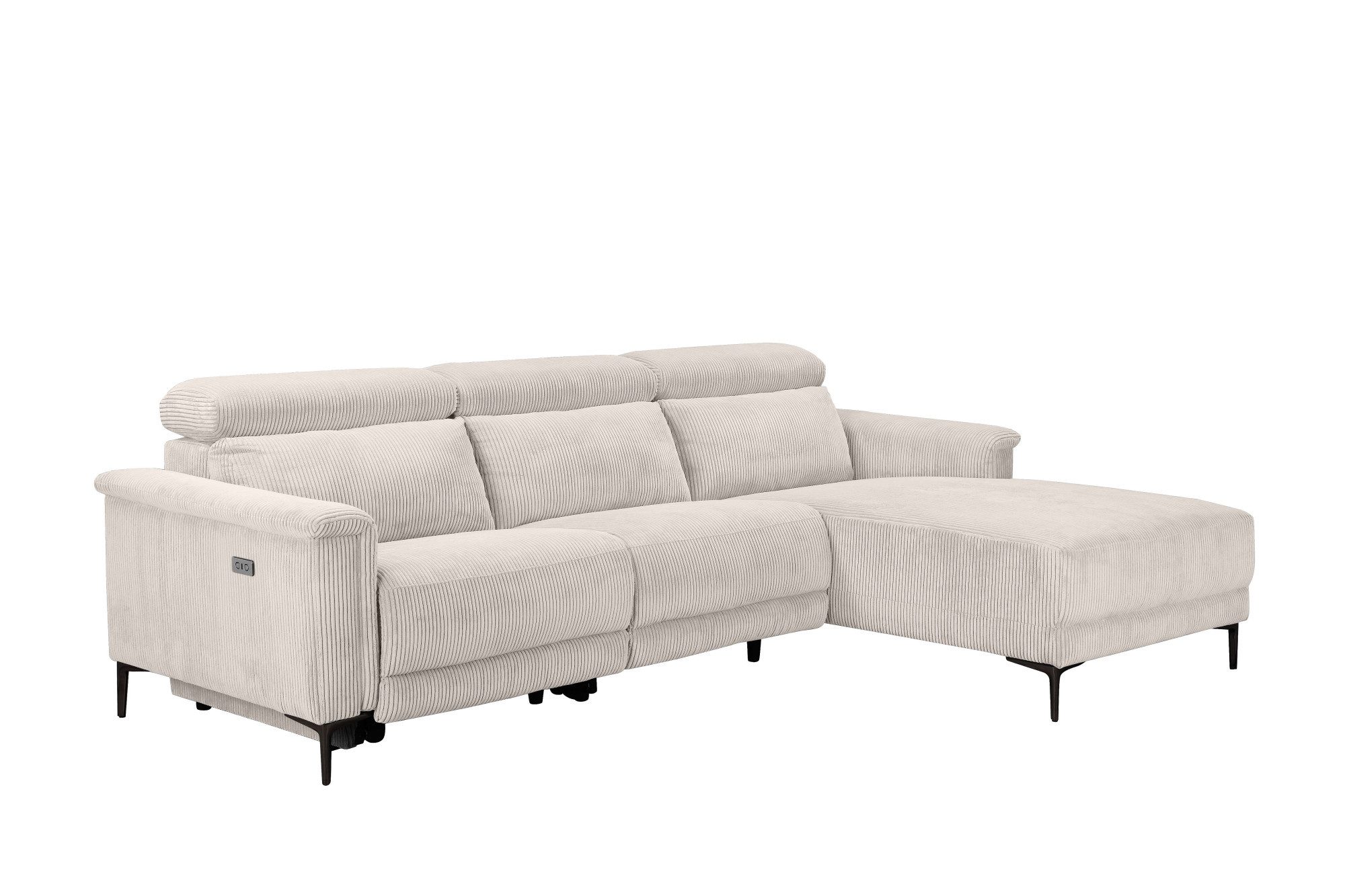 Places of Style Hoekbank Lund in cord, L-vorm, 261 cm, handmatige en elektrische relaxfunctie