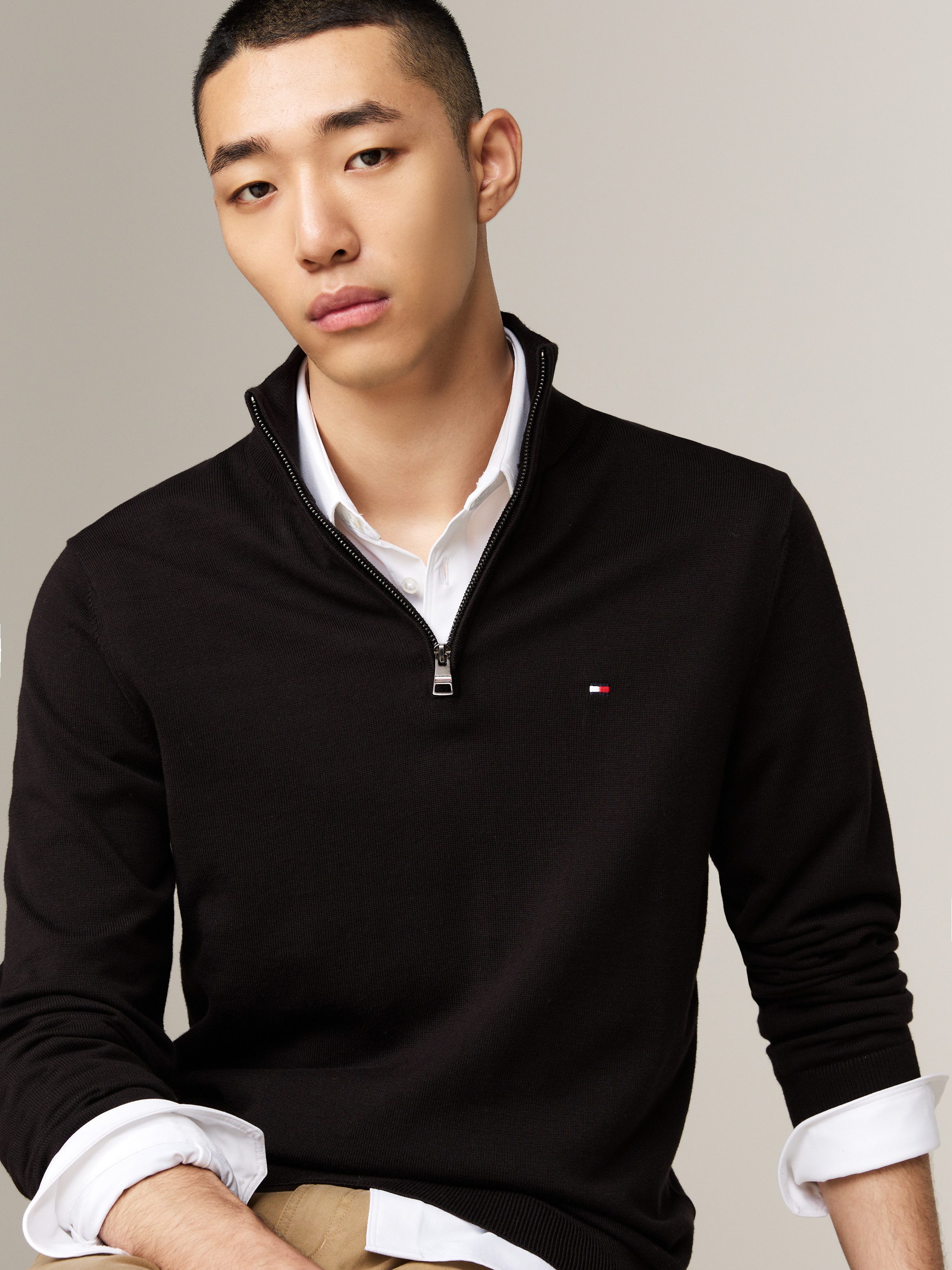 Tommy Hilfiger Schipperstrui ESSENTIAL COTTON ZIP MOCK