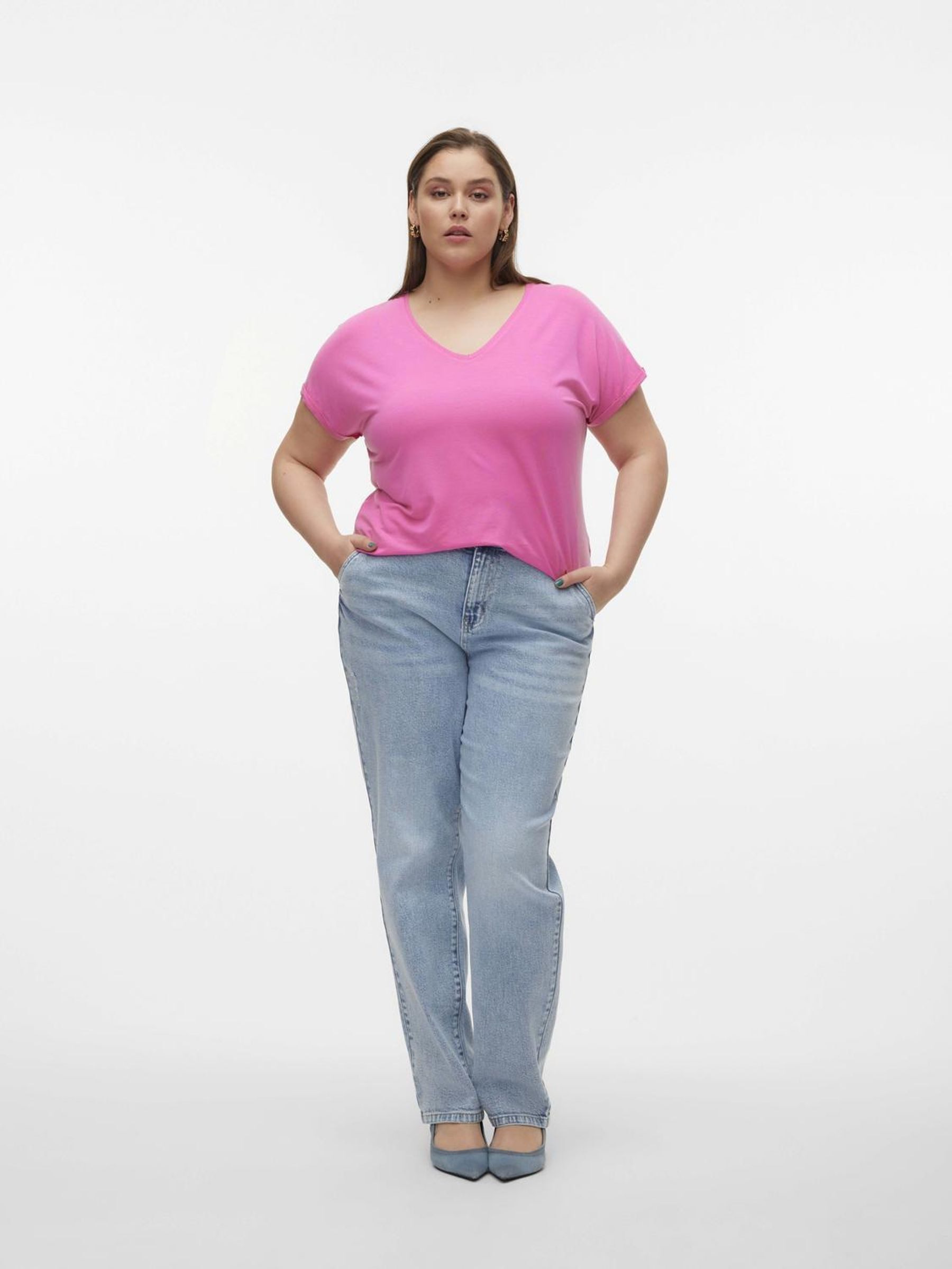 Vero Moda Curve Shirt met V-hals VMAYA SS V-NECK TEE VMA NOOS CURVE