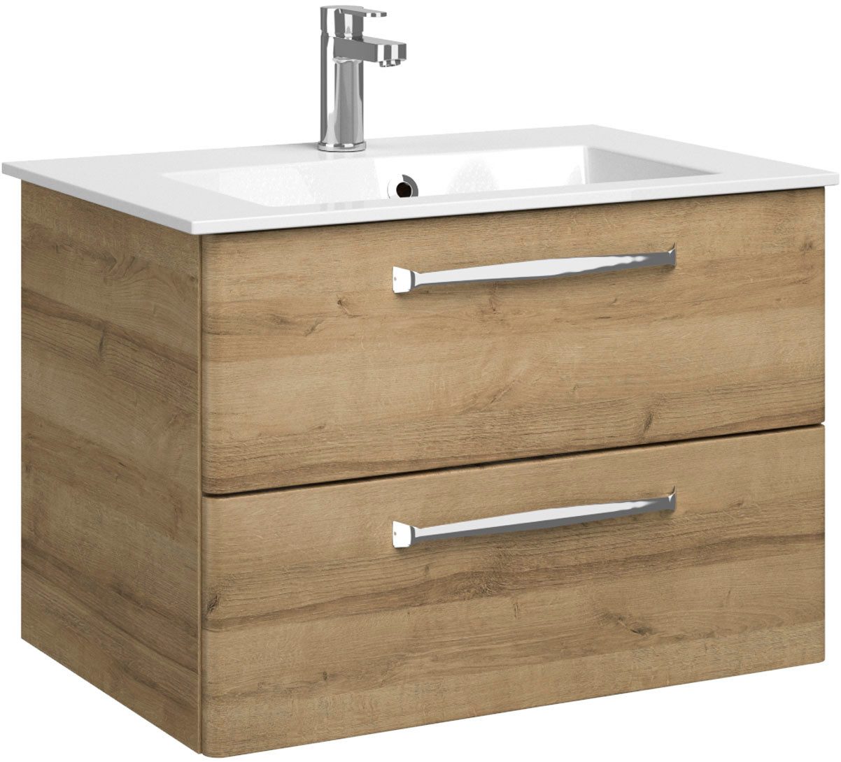 Saphir Badmeubelset Trentino 3-delig mineralen marmer wasbak, LED spiegelkast (4 stuks)