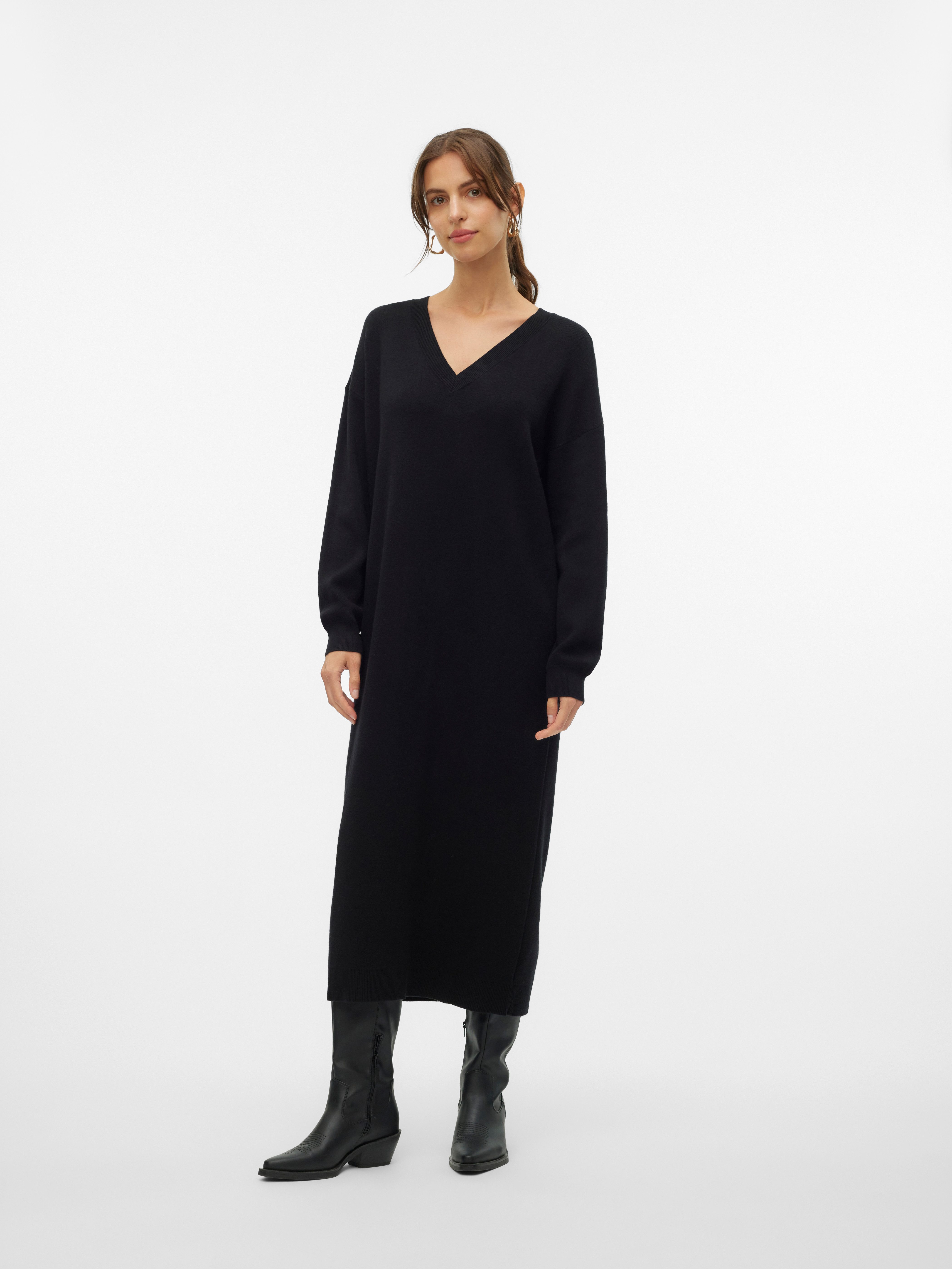 Vero Moda Gebreide jurk VMGOLD LS V-NECK 7/8 DRESS GA