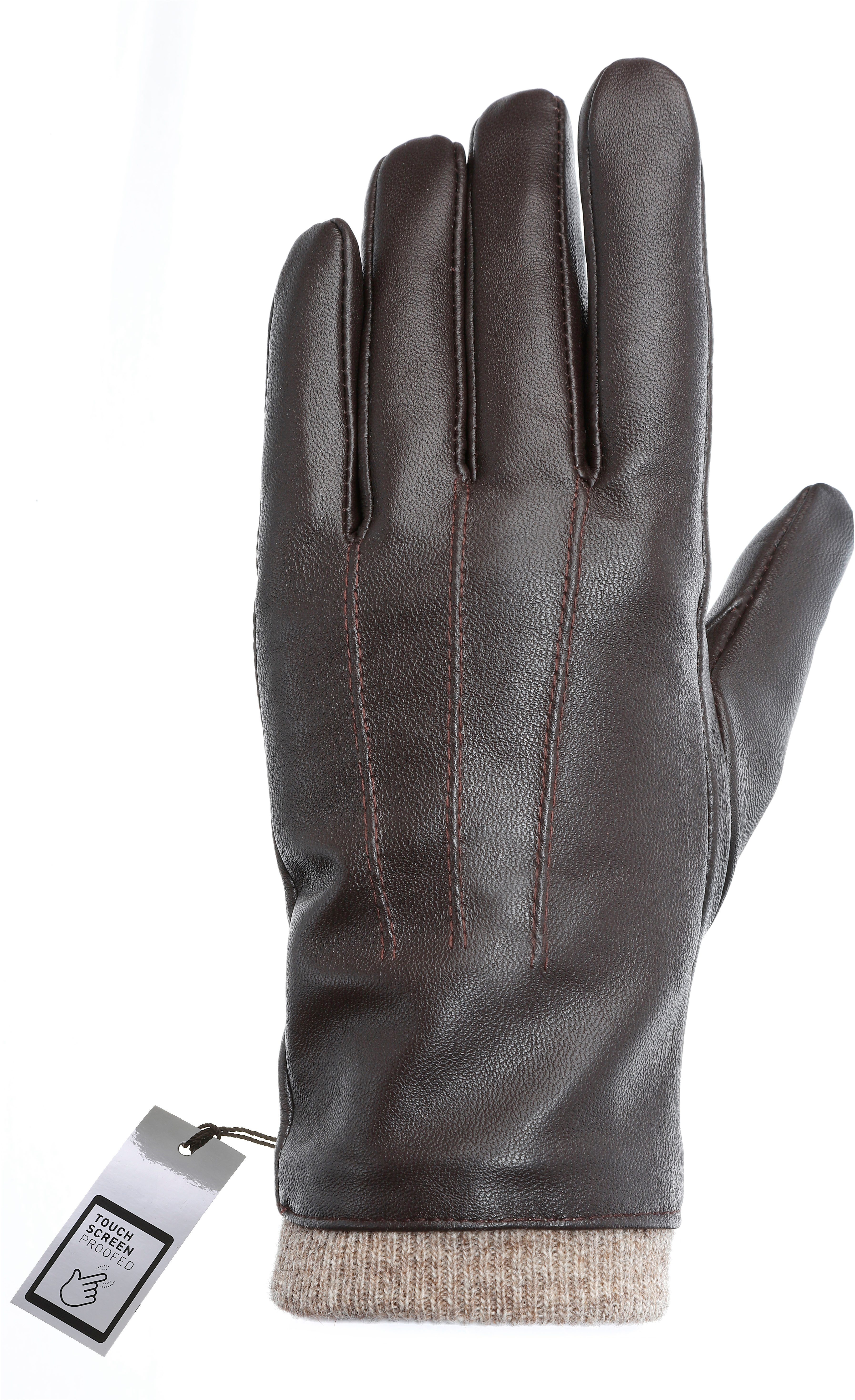 PEARLWOOD Leren handschoenen Daisy Touchscreen-geschikt - bedienbaar met 10 vingers, decoratieve naden