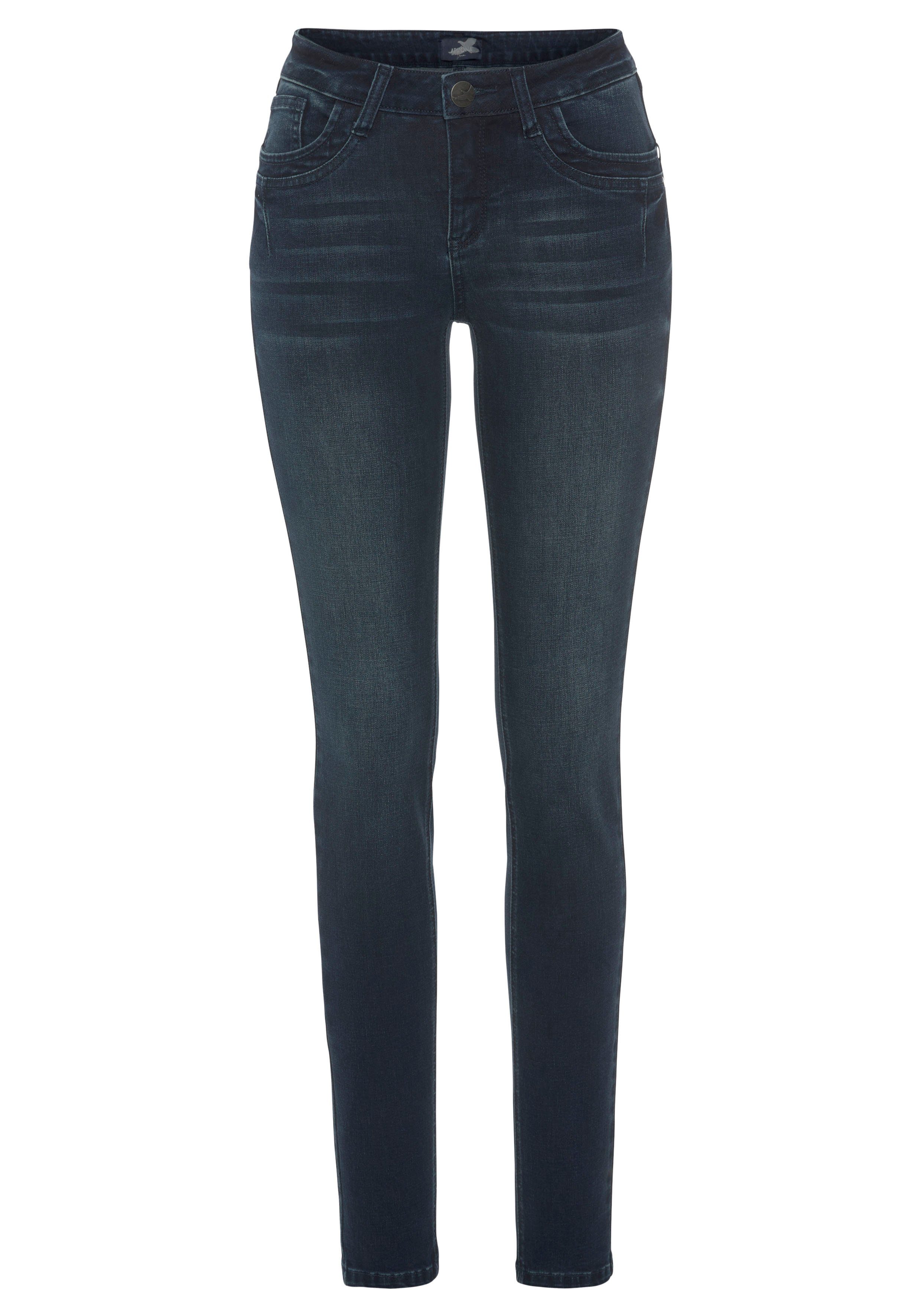 Arizona Skinny fit jeans extra-strakke been snit, used-look-wassing, normale taille