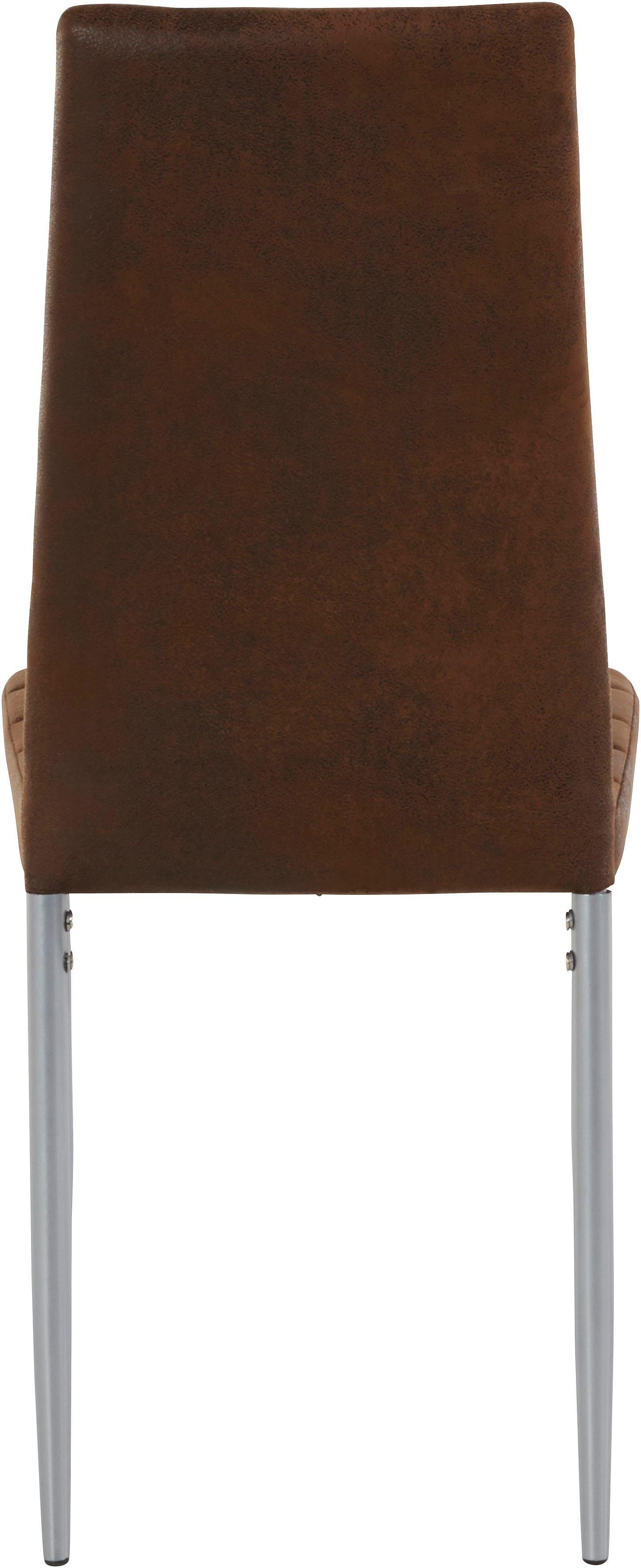 INOSIGN Eetkamerstoel Kate Bekleding van microvezel, vintage, zilverkleurig, metalen frame (set)