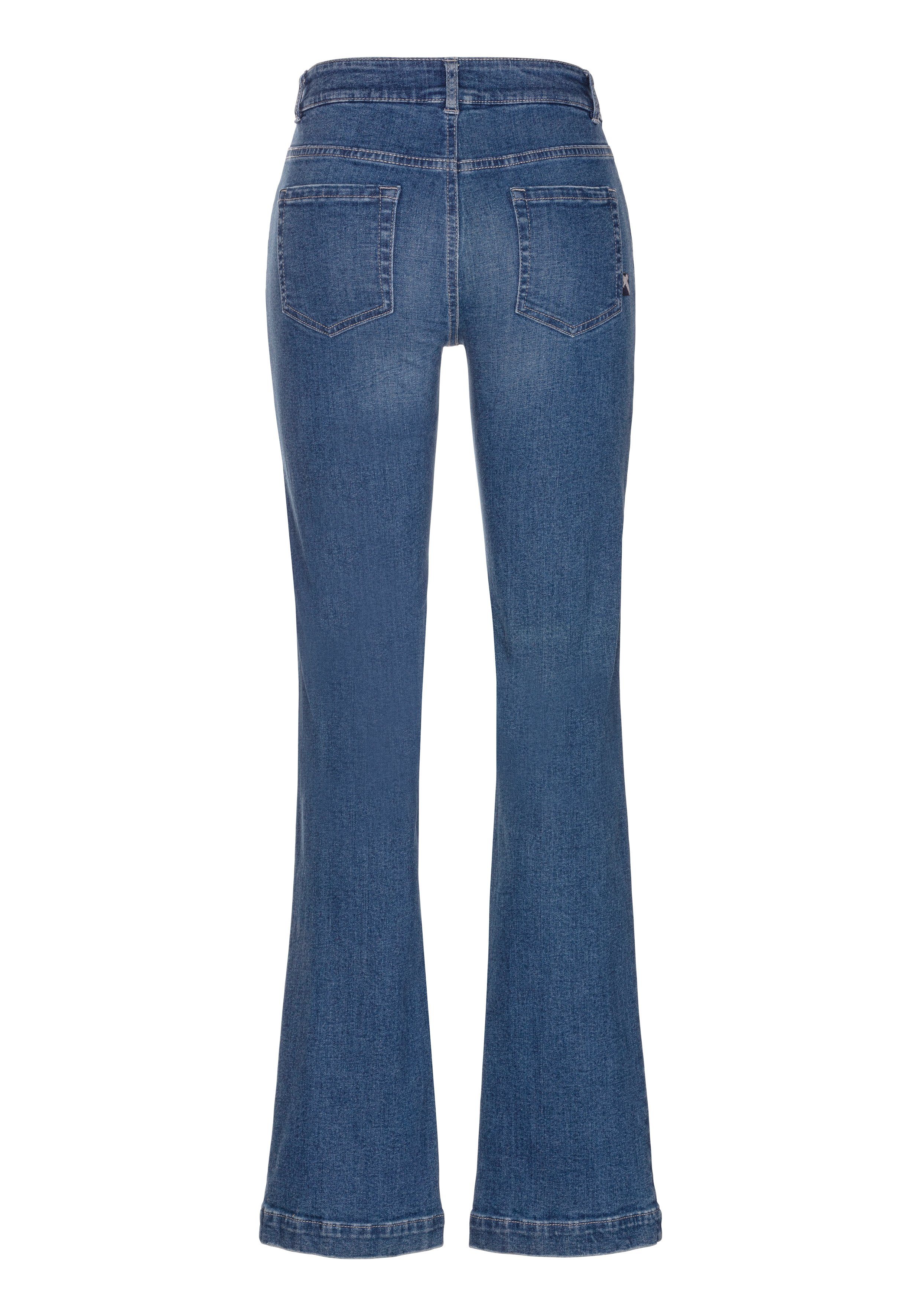 Arizona Rechte jeans wijde pasvorm, used-look-wassing, hoge taille