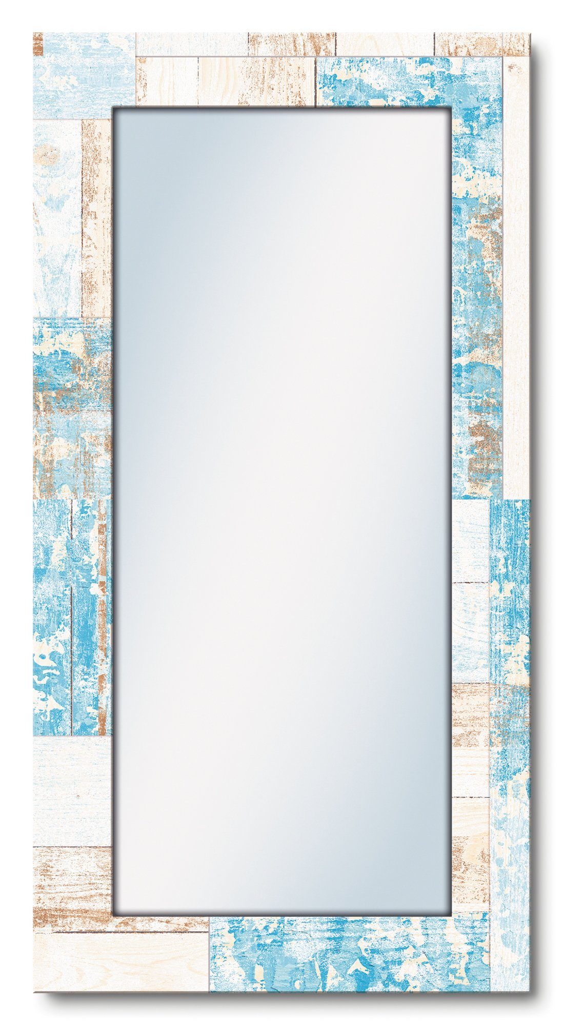 Artland Sierspiegel Maritiem hout ingelijste spiegel voor het hele lichaam met motiefrand, geschikt voor kleine, smalle hal, halspiegel, mirror spiegel omrand om op te hangen