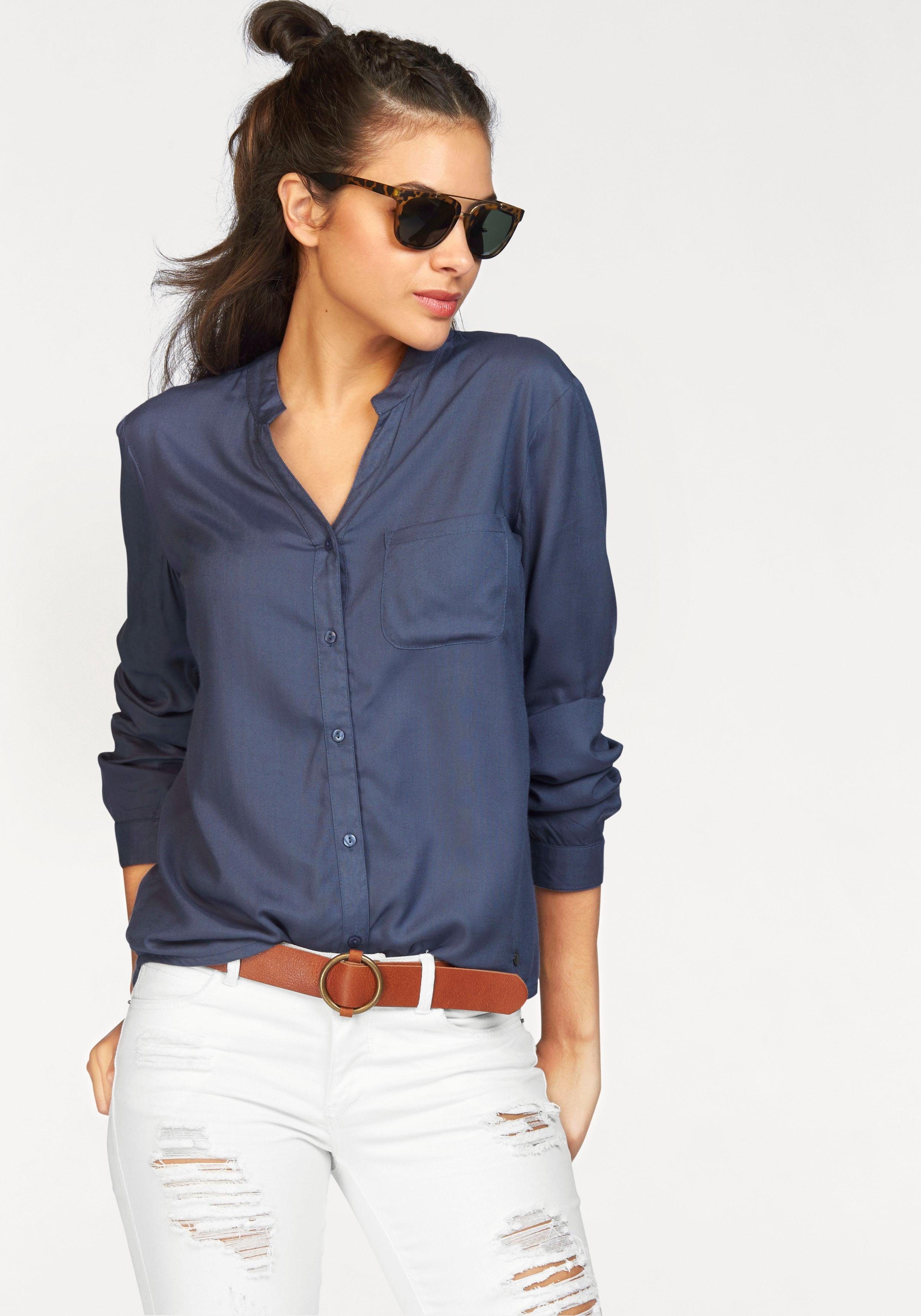 AJC Overhemdblouse met verschillende printvarianten of in uni dames dames overhemden maat 46 blauw