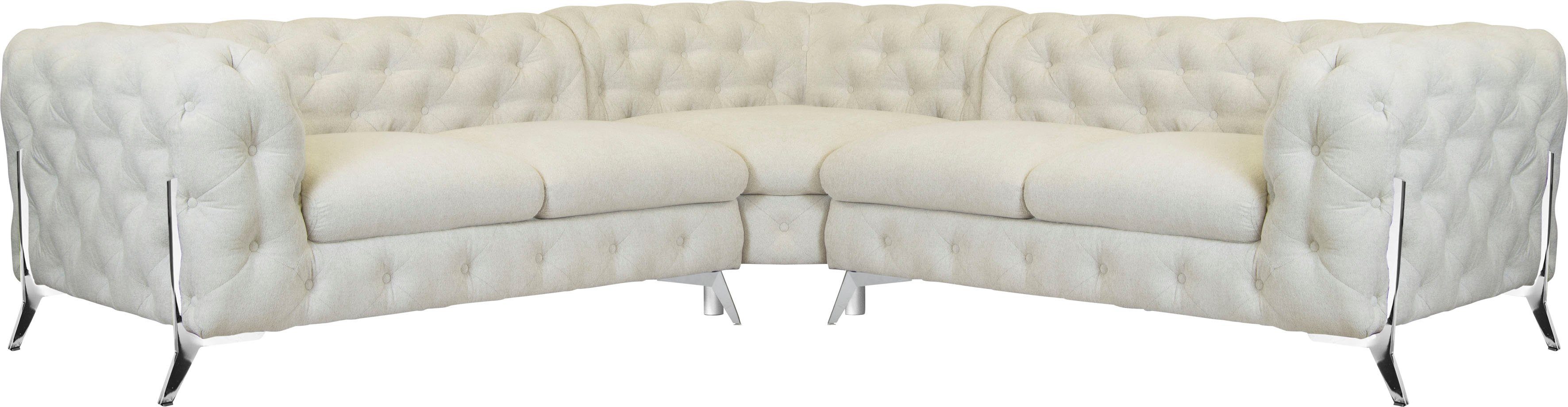 Leonique Chesterfield-bank Amaury L-vorm Chesterfield-look, bxd elk 262 cm, kleur van de poten ter keuze