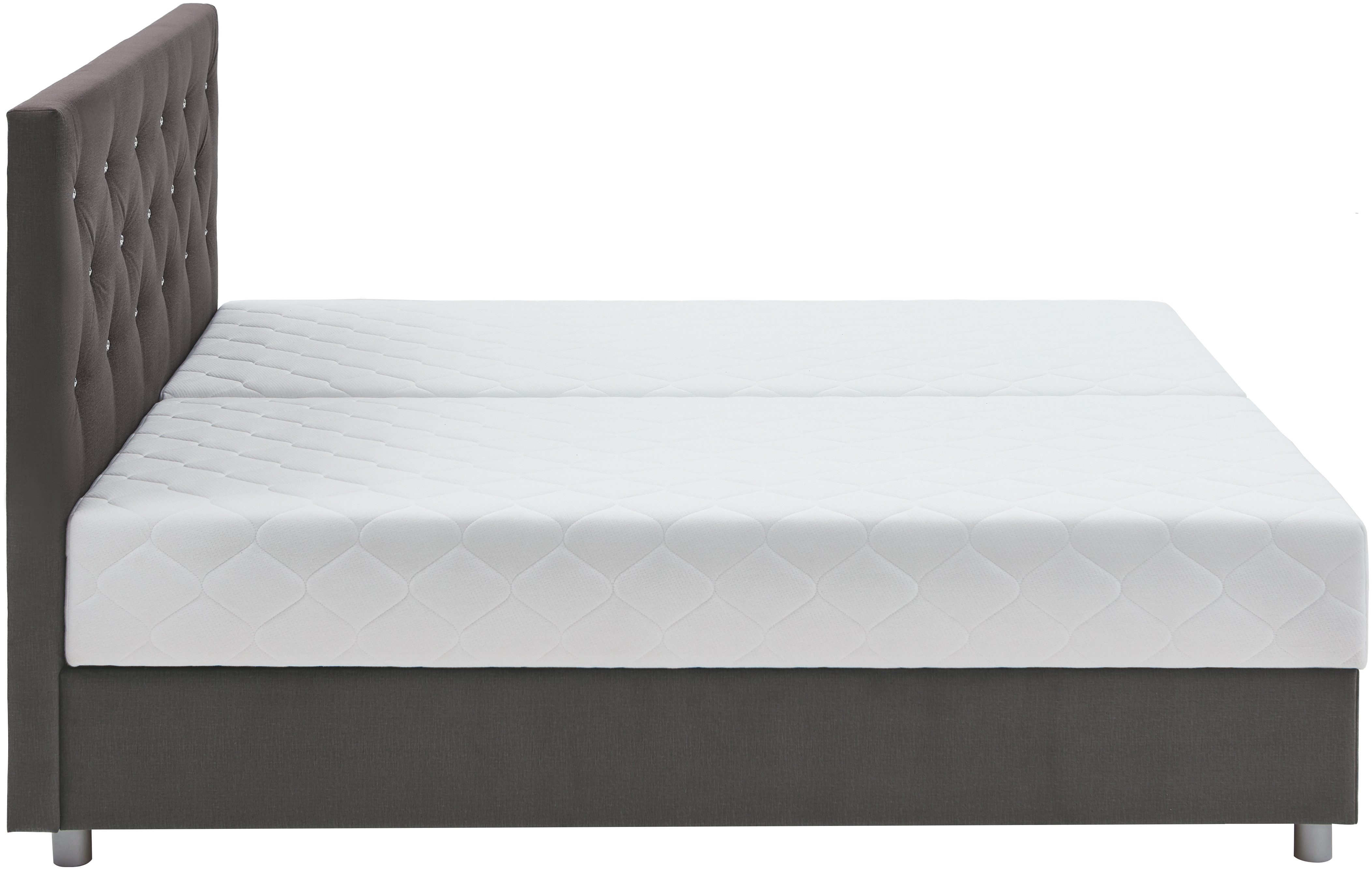 ATLANTIC home collection Boxspring CELIA in hoogwaardige fluweellook met pocketveringsmatras, bedkist en strassteentjes