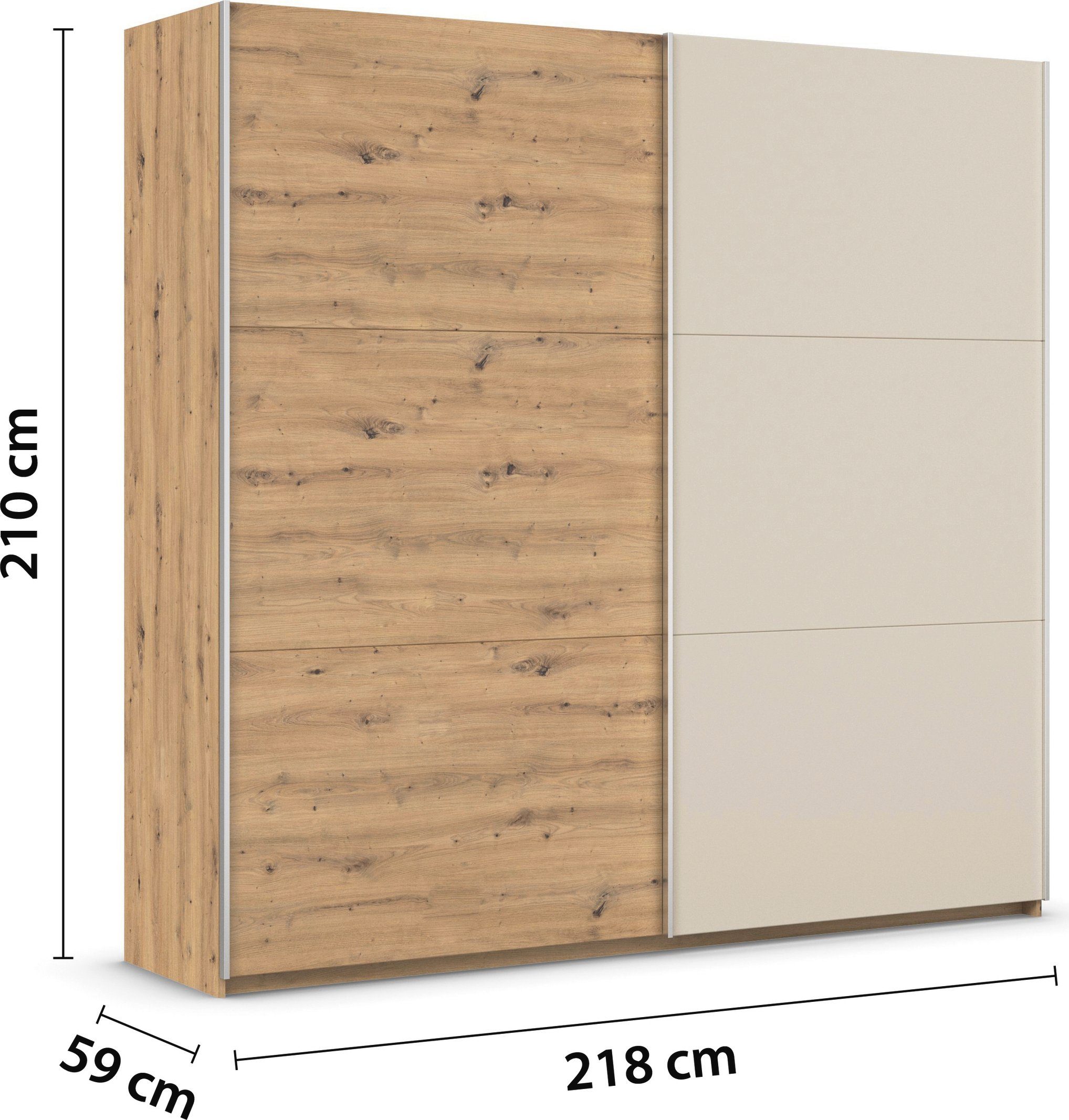 rauch Slaapkamerserie Monza met schuifdeurkast breedte 218 cm, bedcombinatie in 2 breedtes