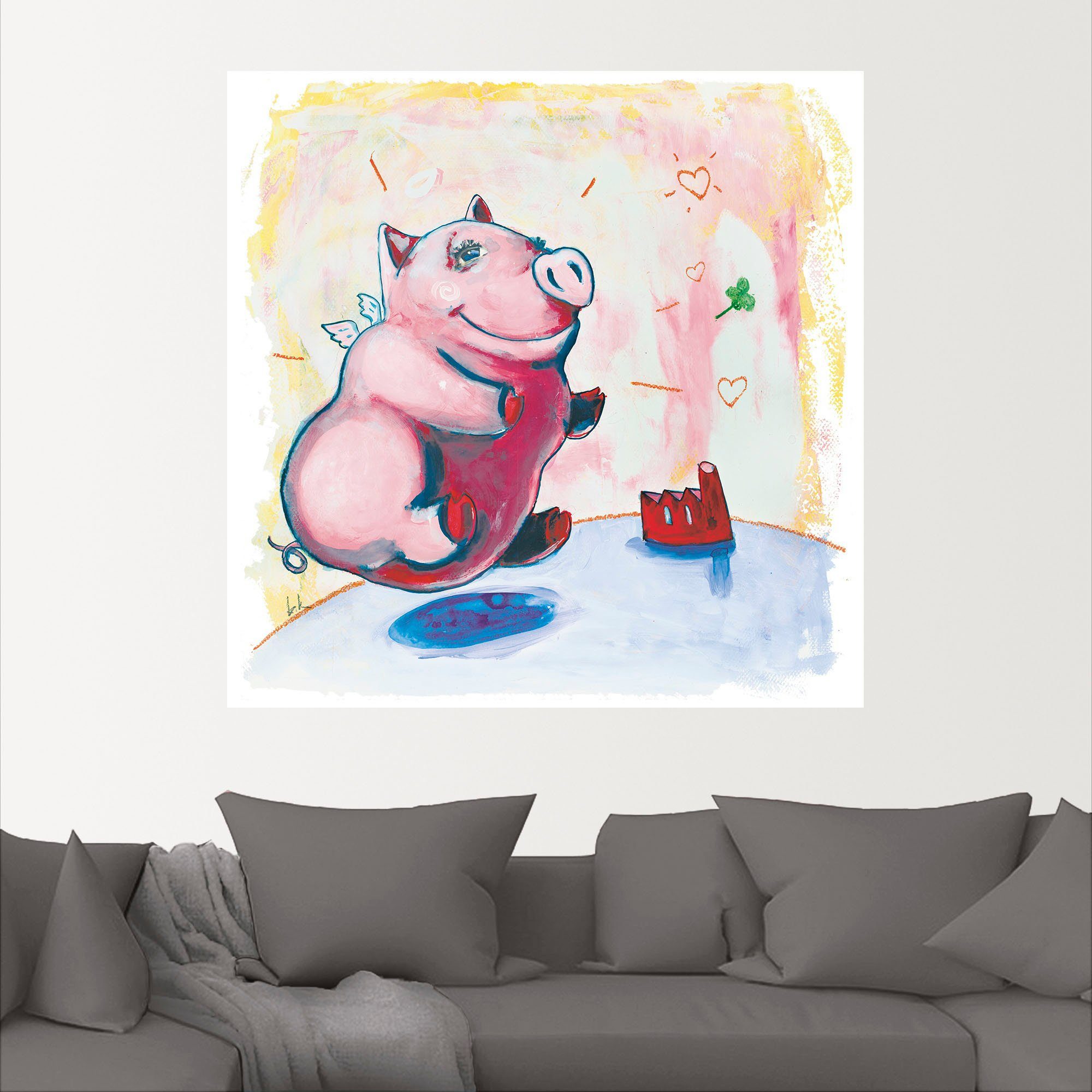 Artland Artprint Varkentje als artprint van aluminium, artprint op linnen, muursticker of poster in verschillende maten