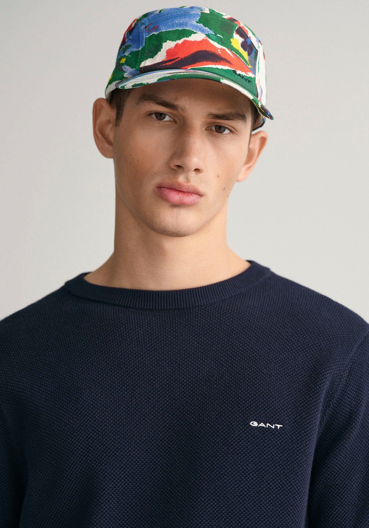 Gant Trui met ronde hals COTTON PIQUE C-NECK met logoborduursel op borsthoogte