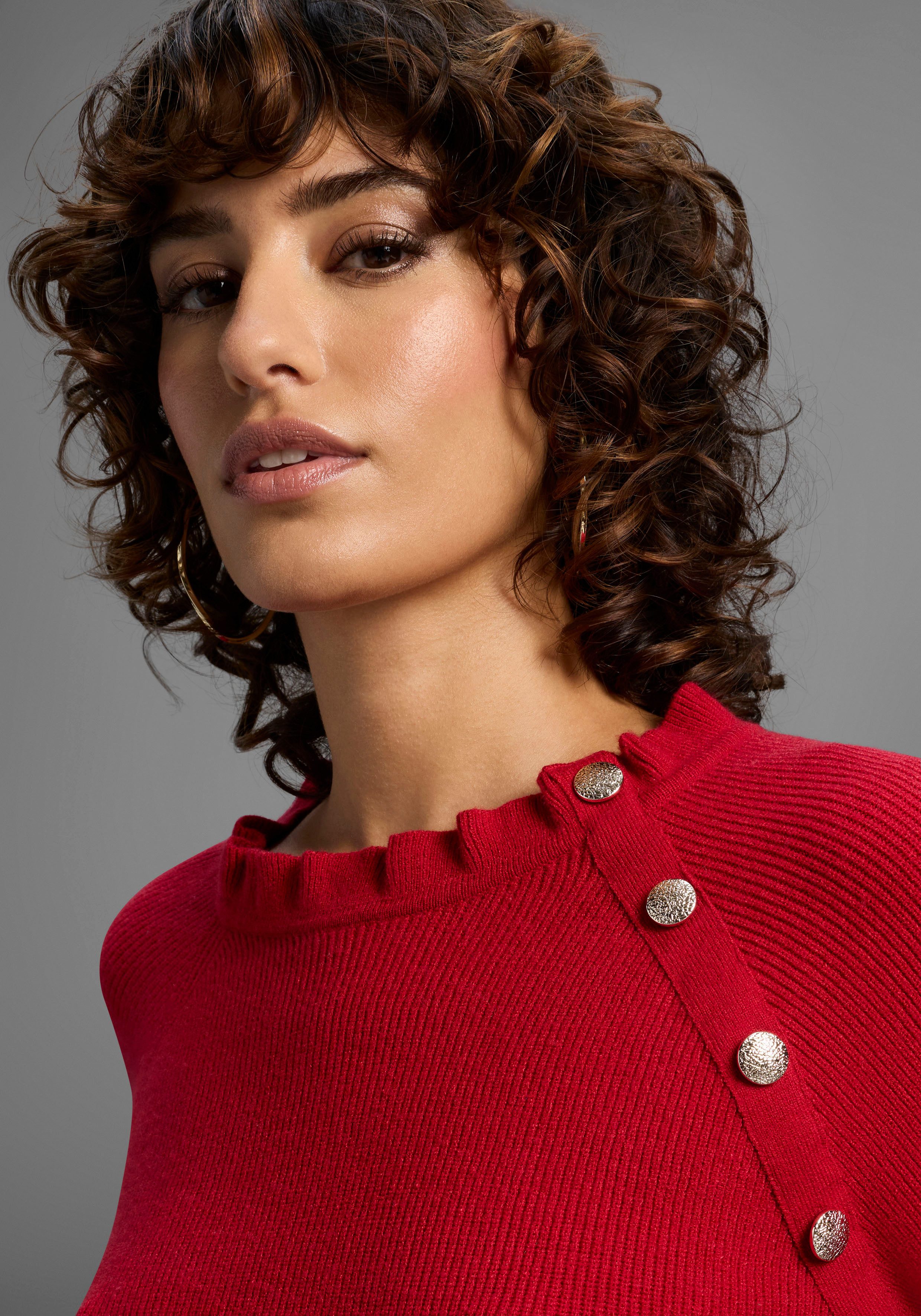 Laura Scott Gebreide trui zacht winterbreisel met kraag en knopen - nieuwe collectie