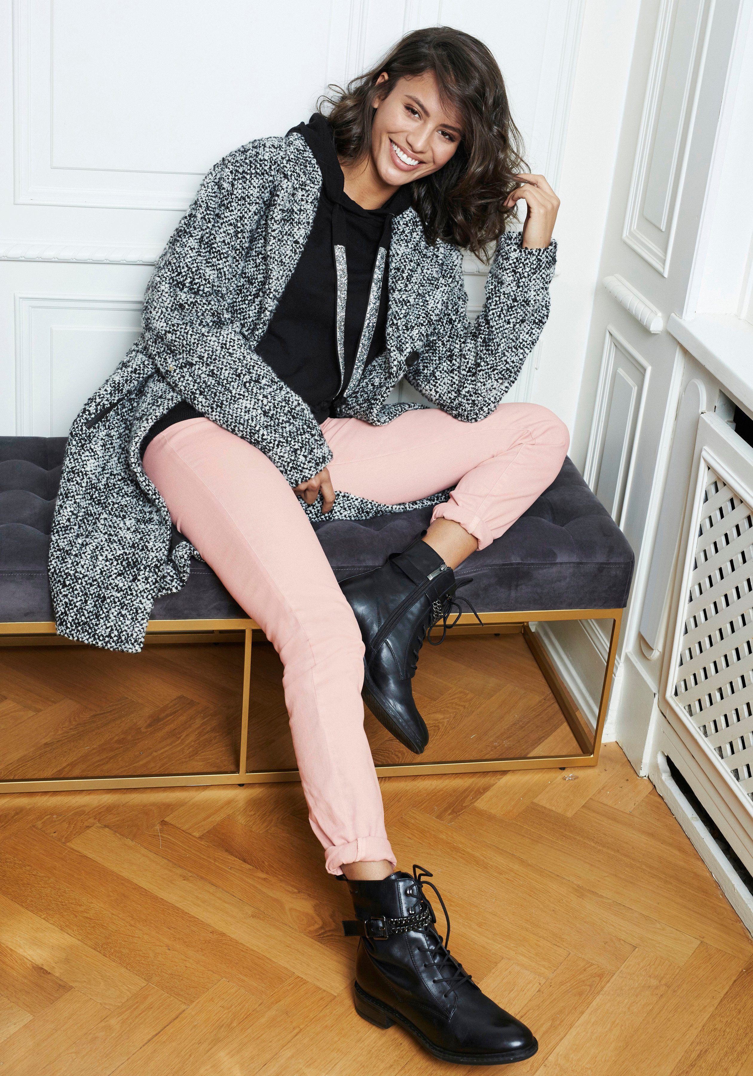 Laura Scott Gebreide trui met capuchon en glitterband