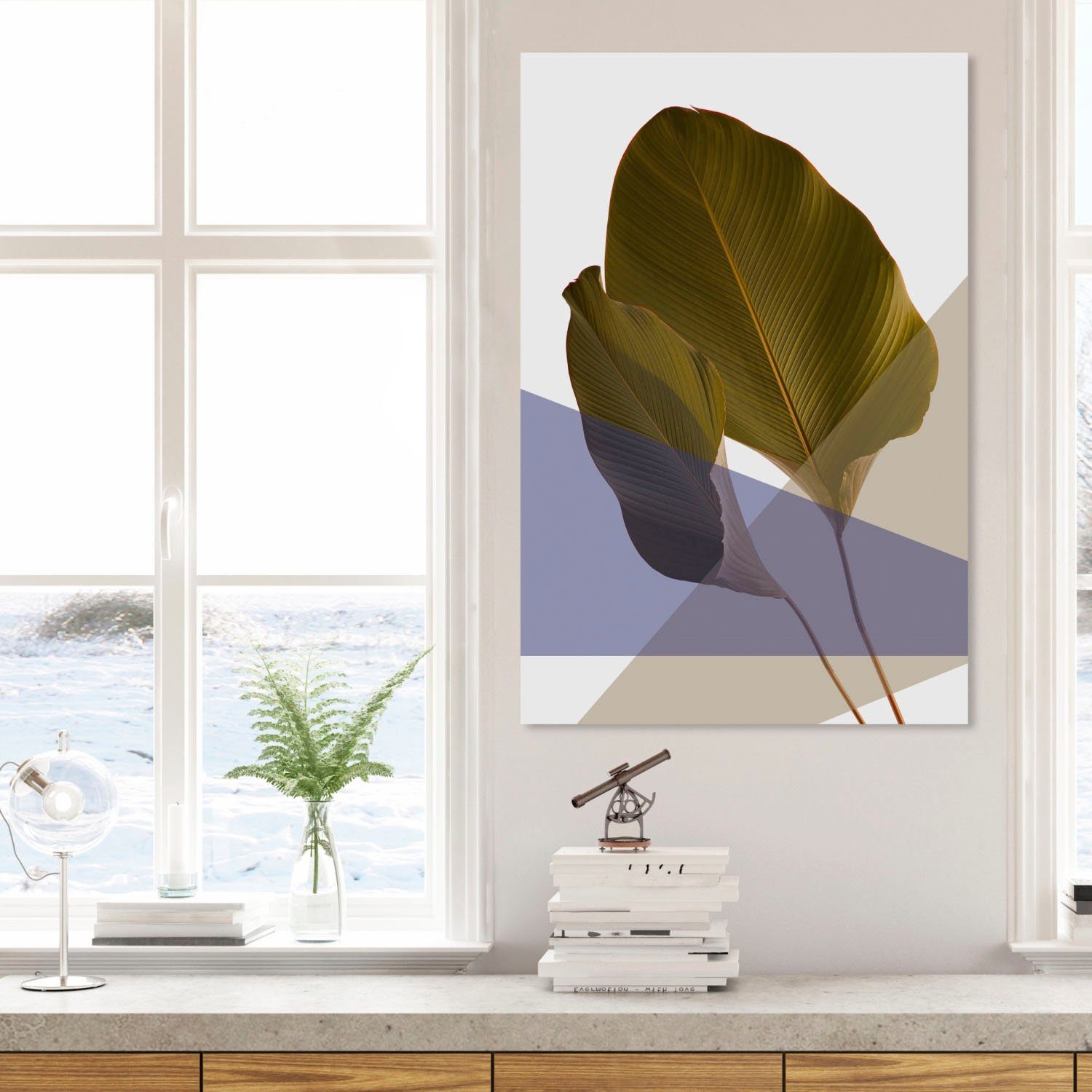 queence Artprint op acrylglas Bladeren Fine Art-print in galeriekwaliteit
