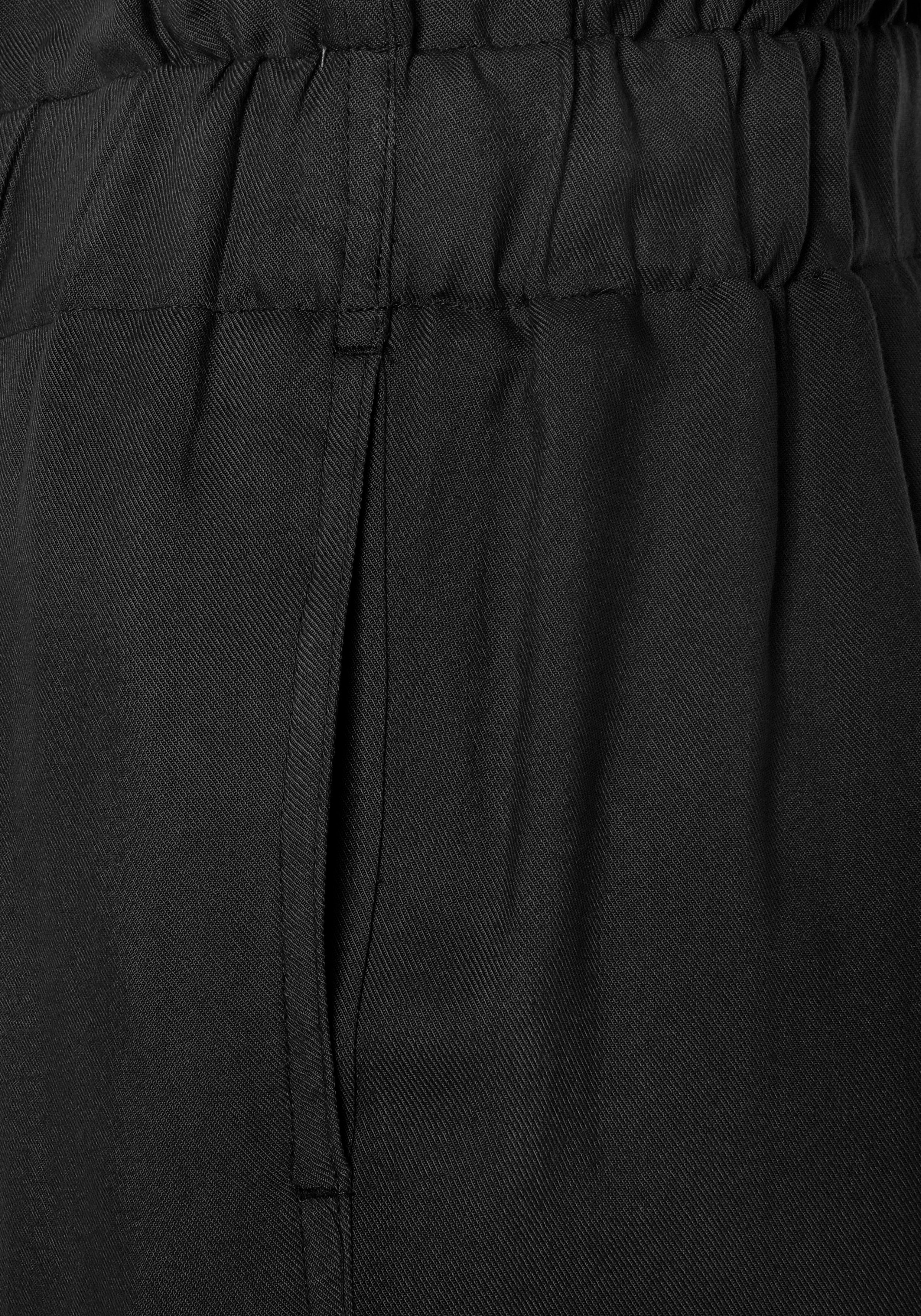 Lascana Paperbag-broek met sierknopen en elastische tailleband, stofbroek, opgerolde broekzoom