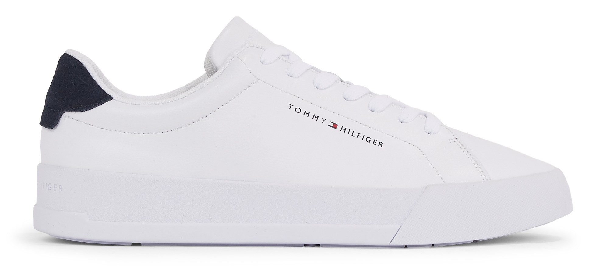 Tommy Hilfiger Plateausneakers TH COURT LEATHER GRAIN ESS , vrijetijdsschoen, lage schoen, veterschoen met logo-opdruk