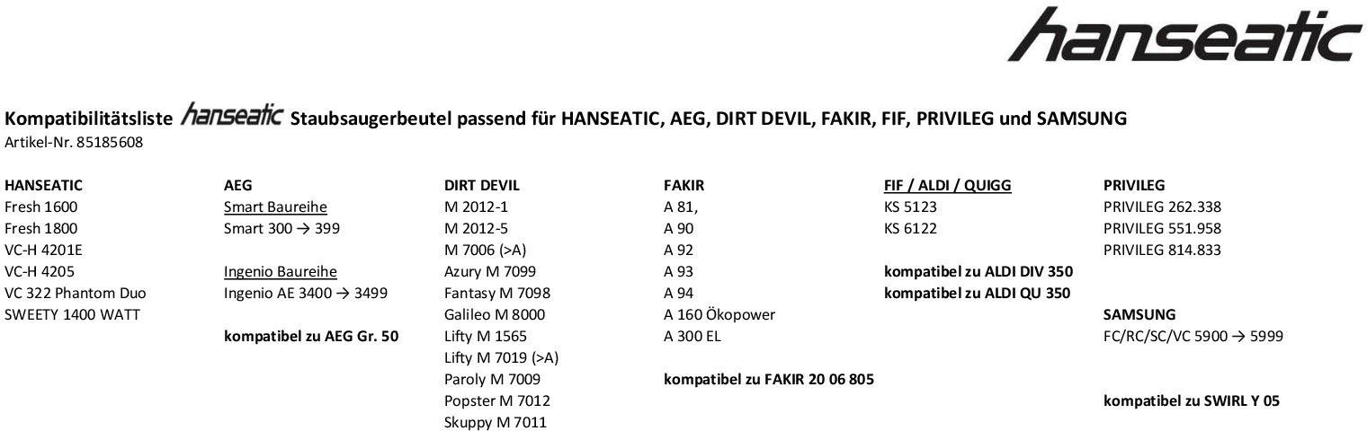 Hanseatic Stofzuigerzak set van 10 (set)