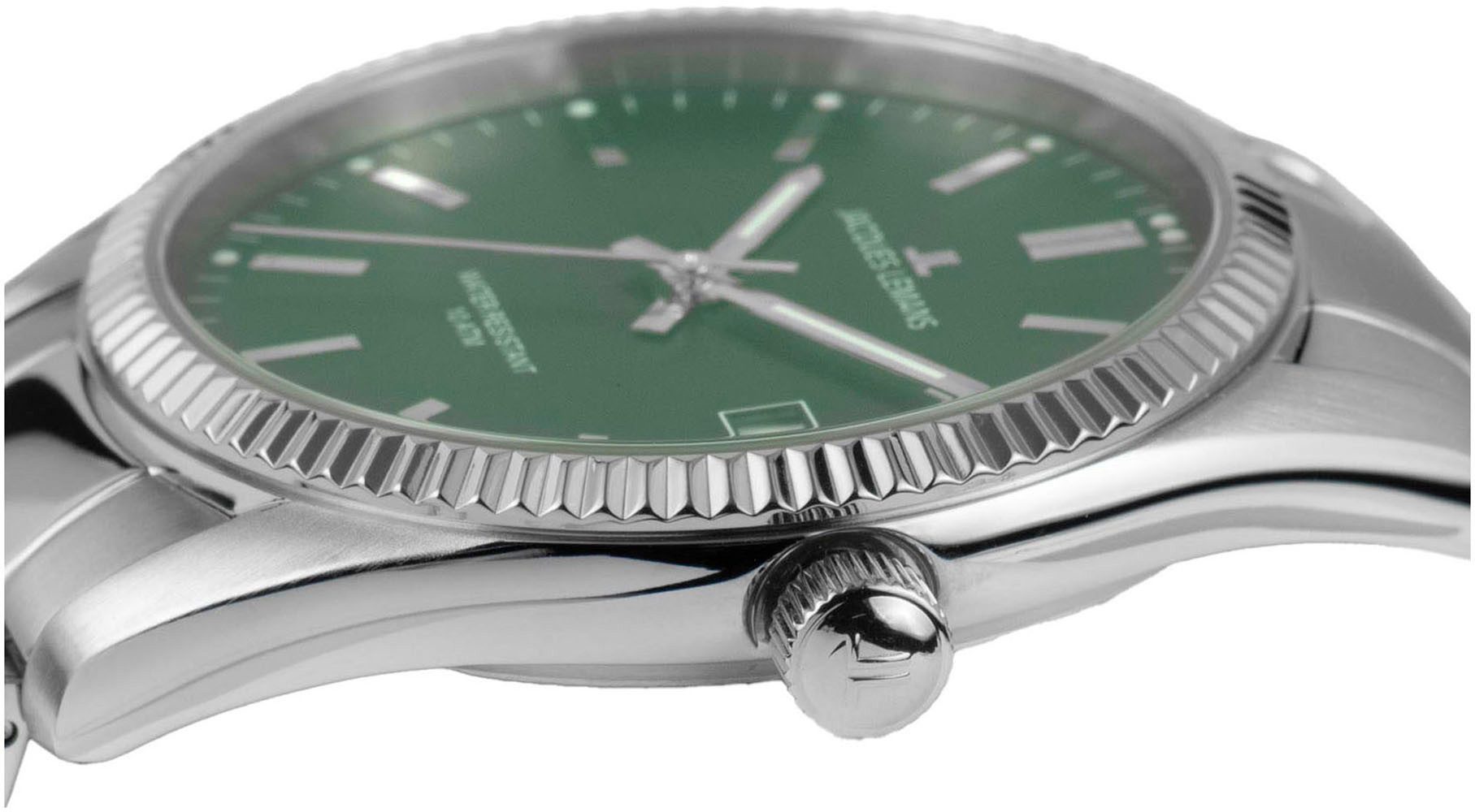 Jacques Lemans Kwartshorloge Derby Horloge, herenhorloge, dameshorloge, roestvrijstalen band, tot 10 bar waterdicht.