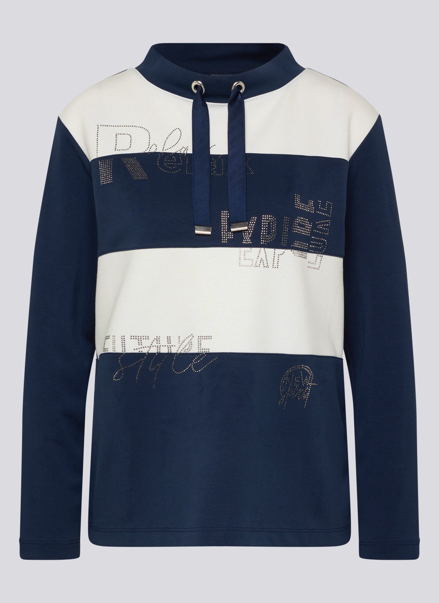 Rabe Shirt met lange mouwen in colorblocking-look en met glitterstenen