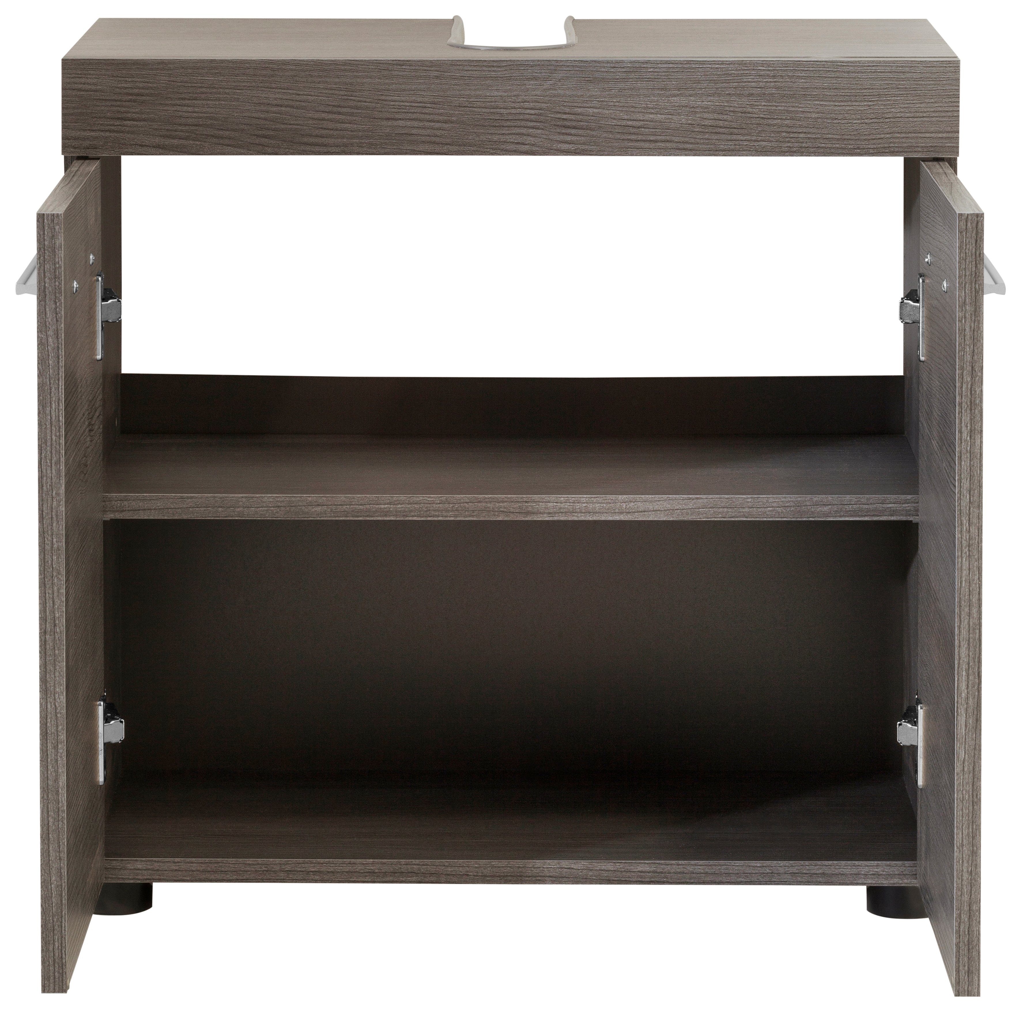 welltime Wastafelonderkast Royan Wastafel met 2 vakken in rookzilverkleur - Afmetingen (B/D/H) 58/31/57 cm