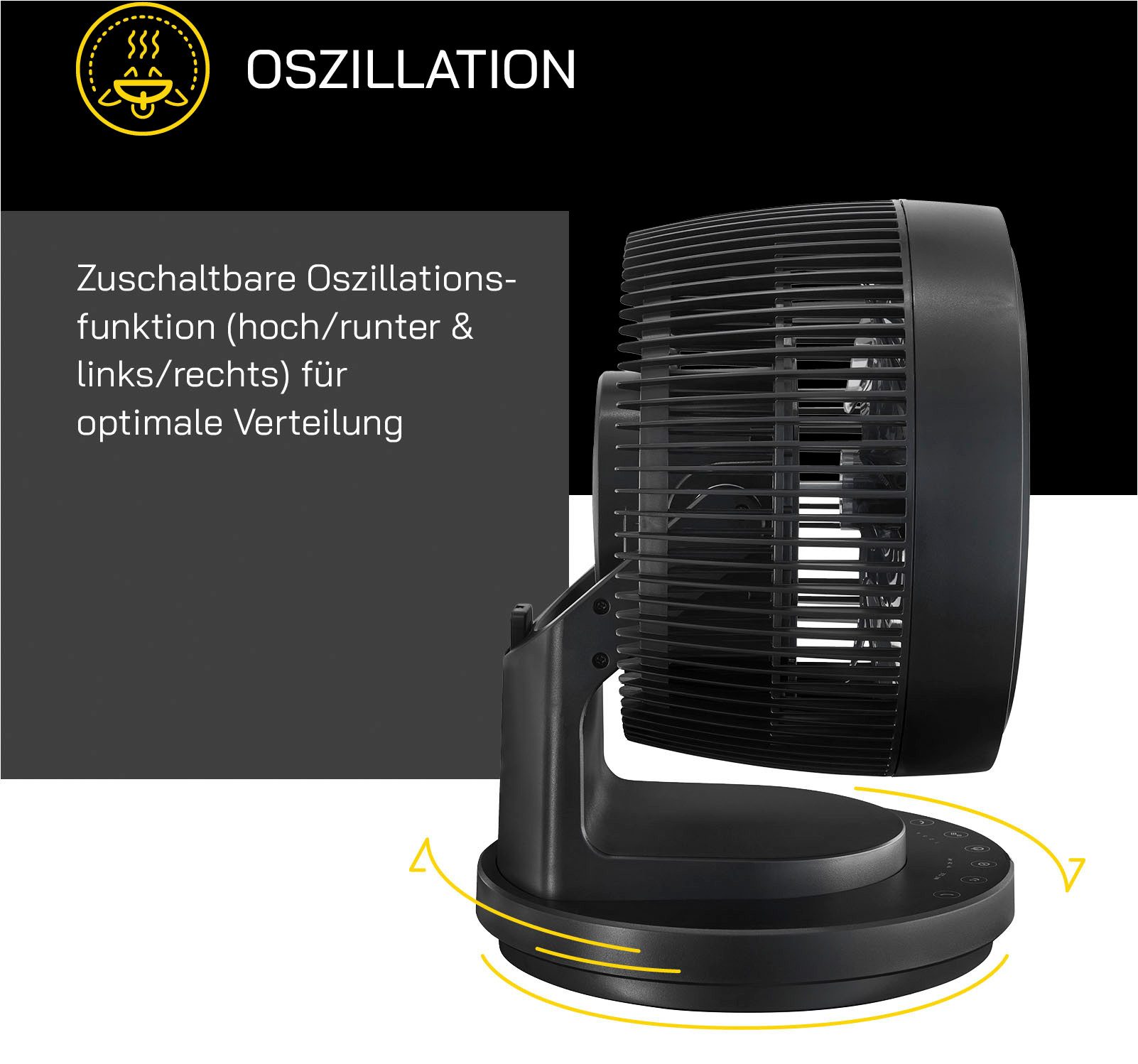 Gutfels Tafelventilator VT 66566 sw LED key touch control & afstandsbediening, 7 uur timer, 60 W vermogen
