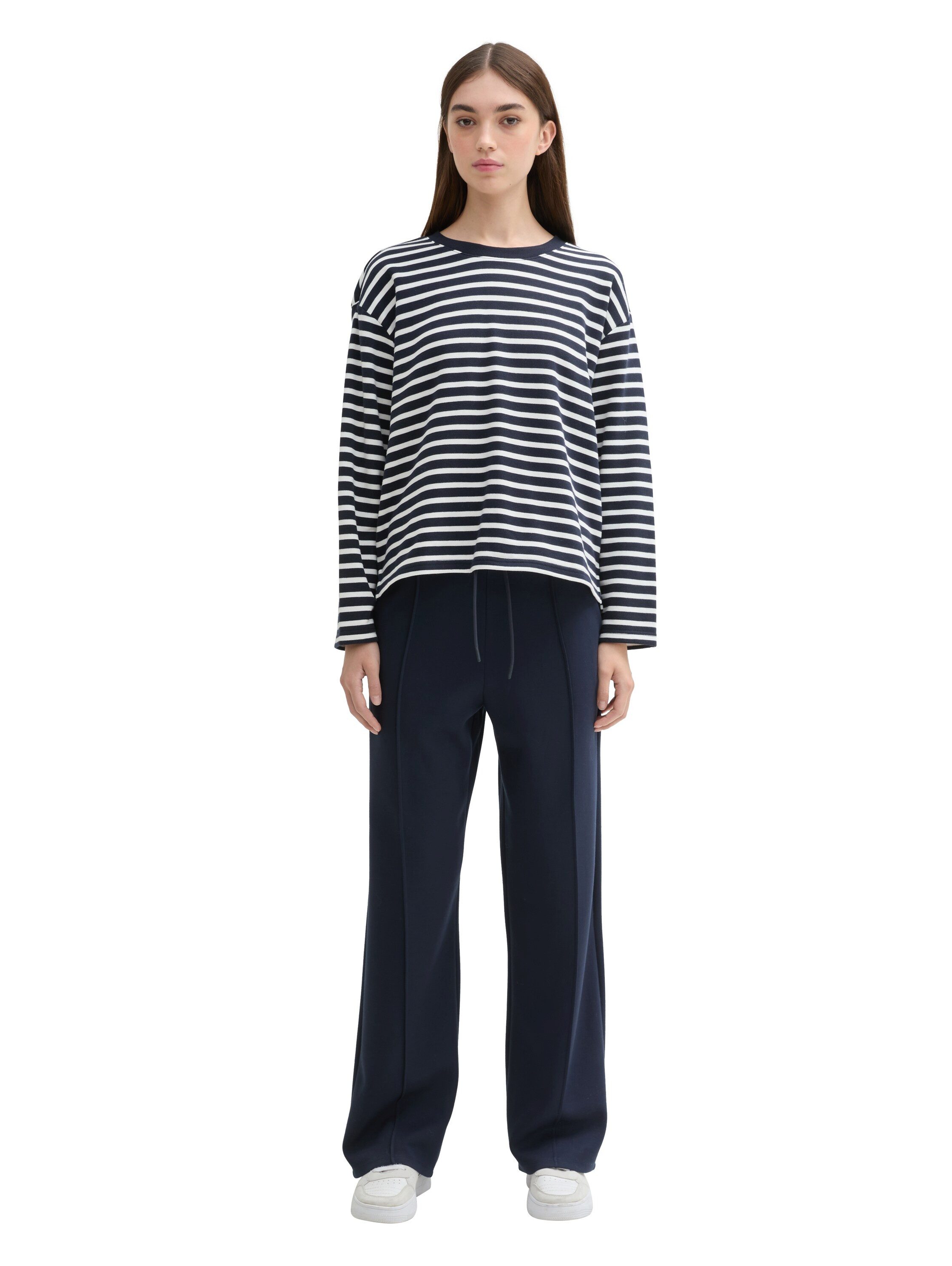 Tom Tailor Denim Stoffen broek met rechte pijp en bindkoord