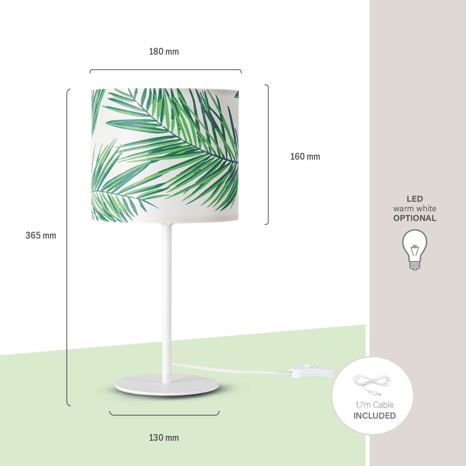 Paco Home Tafellamp Ostende 537 Nachtlamp kind lampenkap lamp tafel kamer palm jungle
