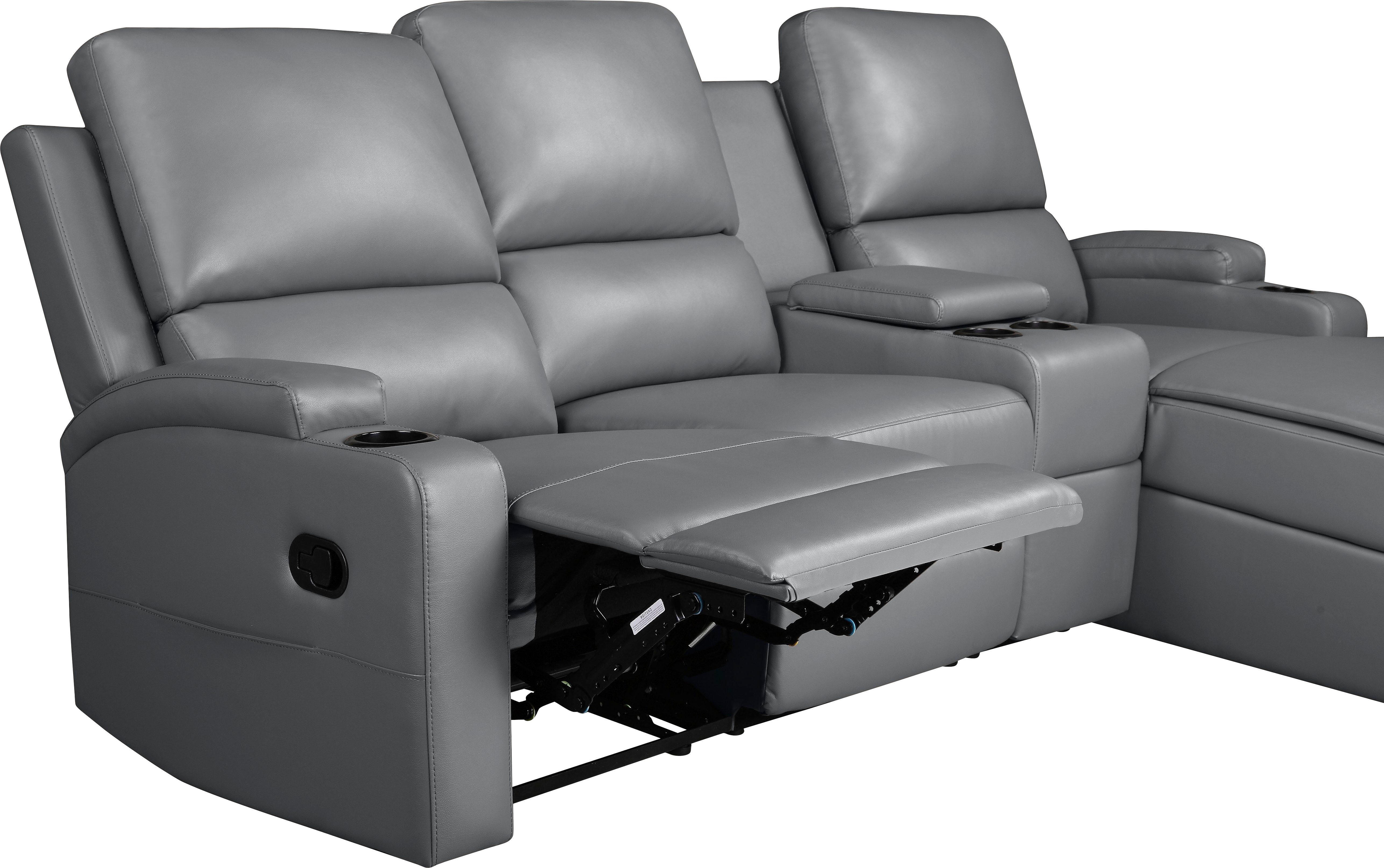 Home affaire Hoekbank Napori multimediabank, 3 bioscoopstoelen XXL, L-model, Bioscoopbank met relaxfunctie, bekerhouder, opbergvak en opbergbox