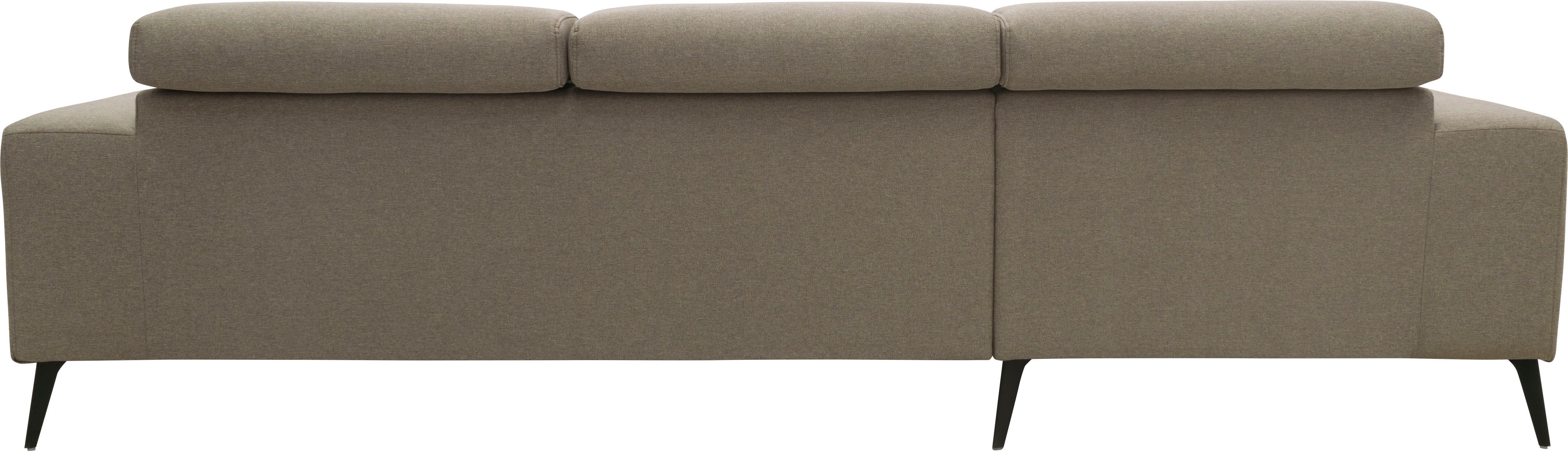 DOMO collection Hoekbank Trento L-vorm, met sledevoet of enkele voet naar keuze met verstelbare hoofdsteun, récamier links/rechts bestelbaar