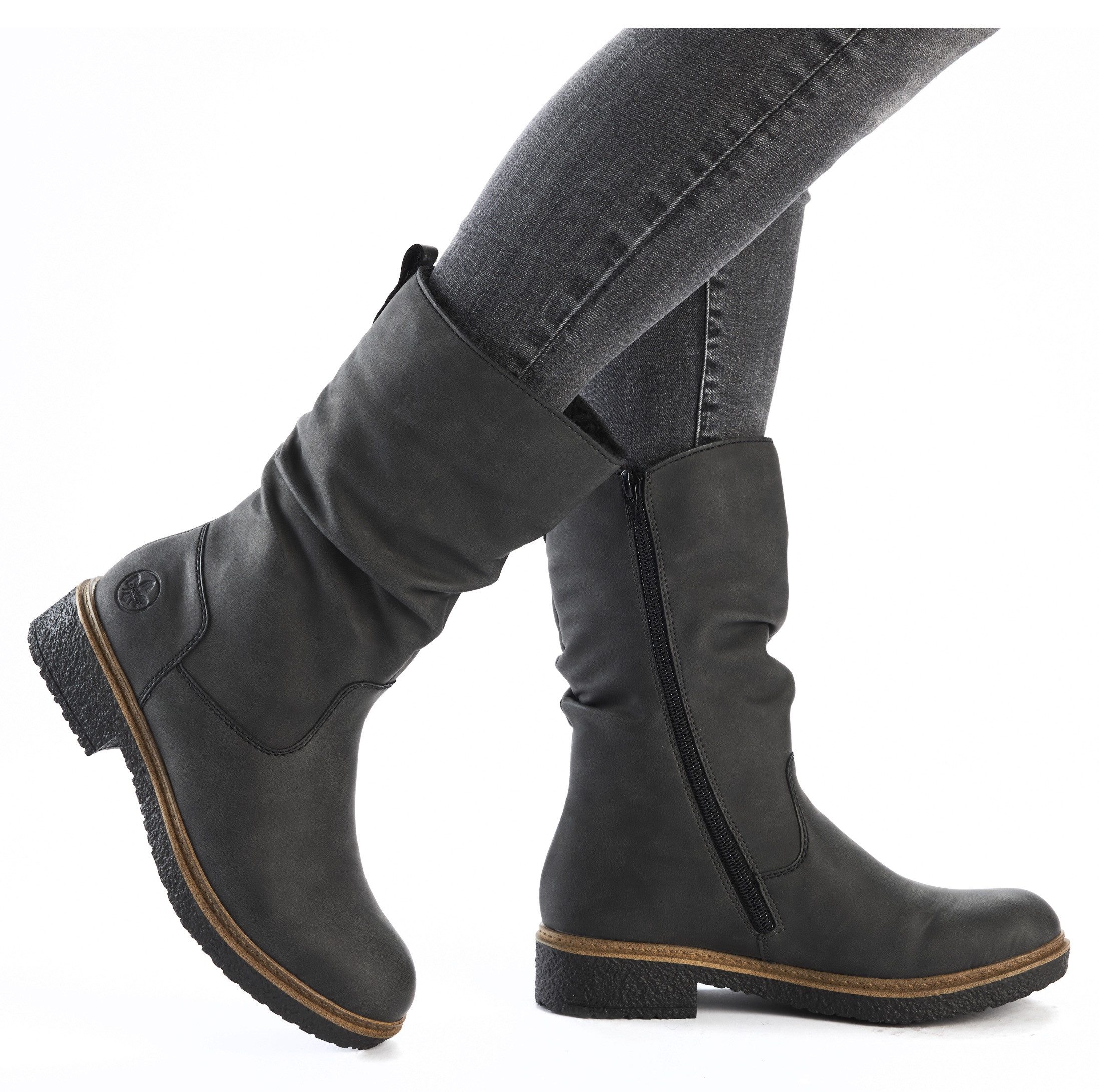Rieker Winterlaarzen , klassieke laarzen, blokhak, slouchy schacht, met warme voering