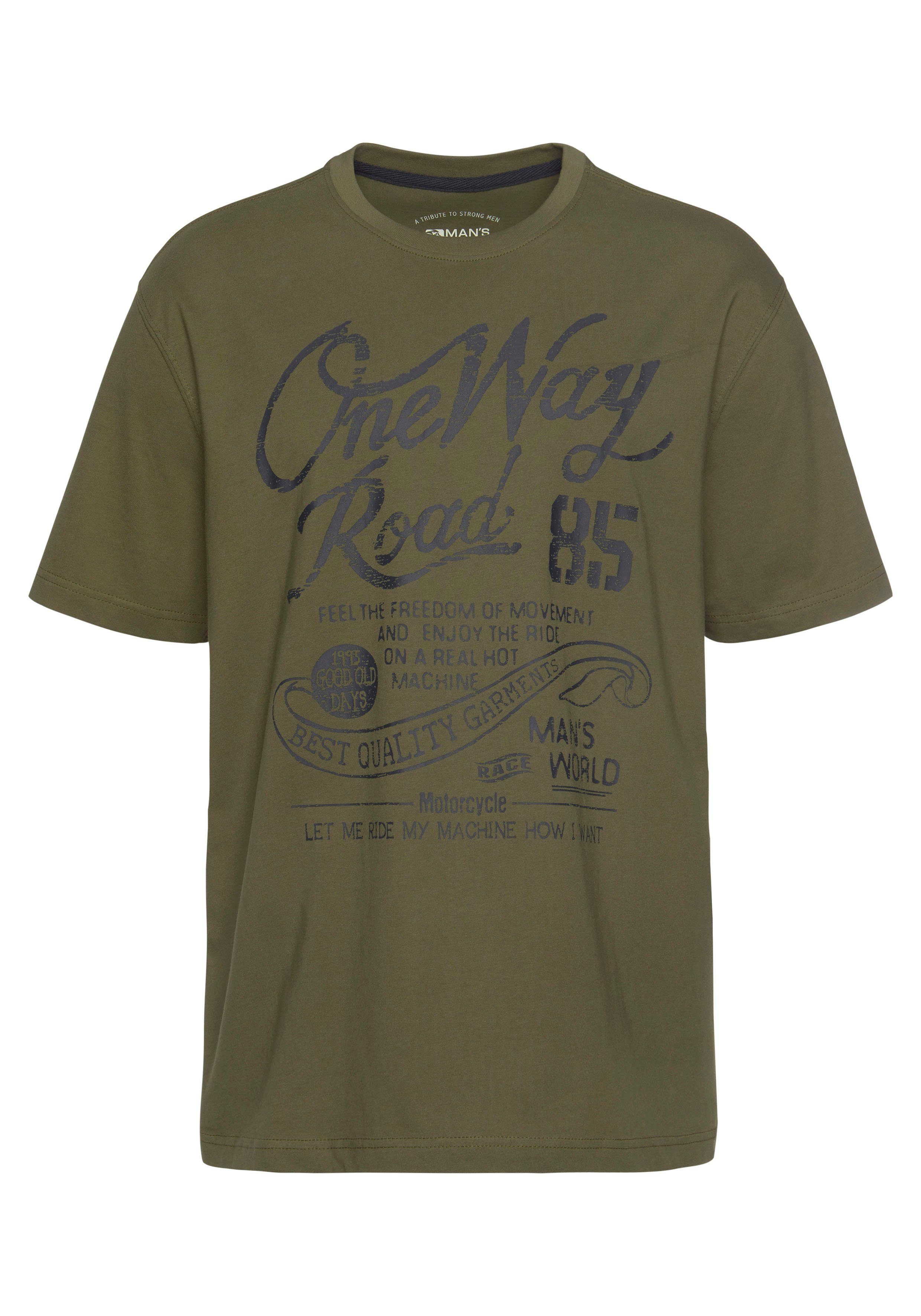 Man's World T-shirt Korte mouwen, regular fit, met print, ronde hals, in used-look