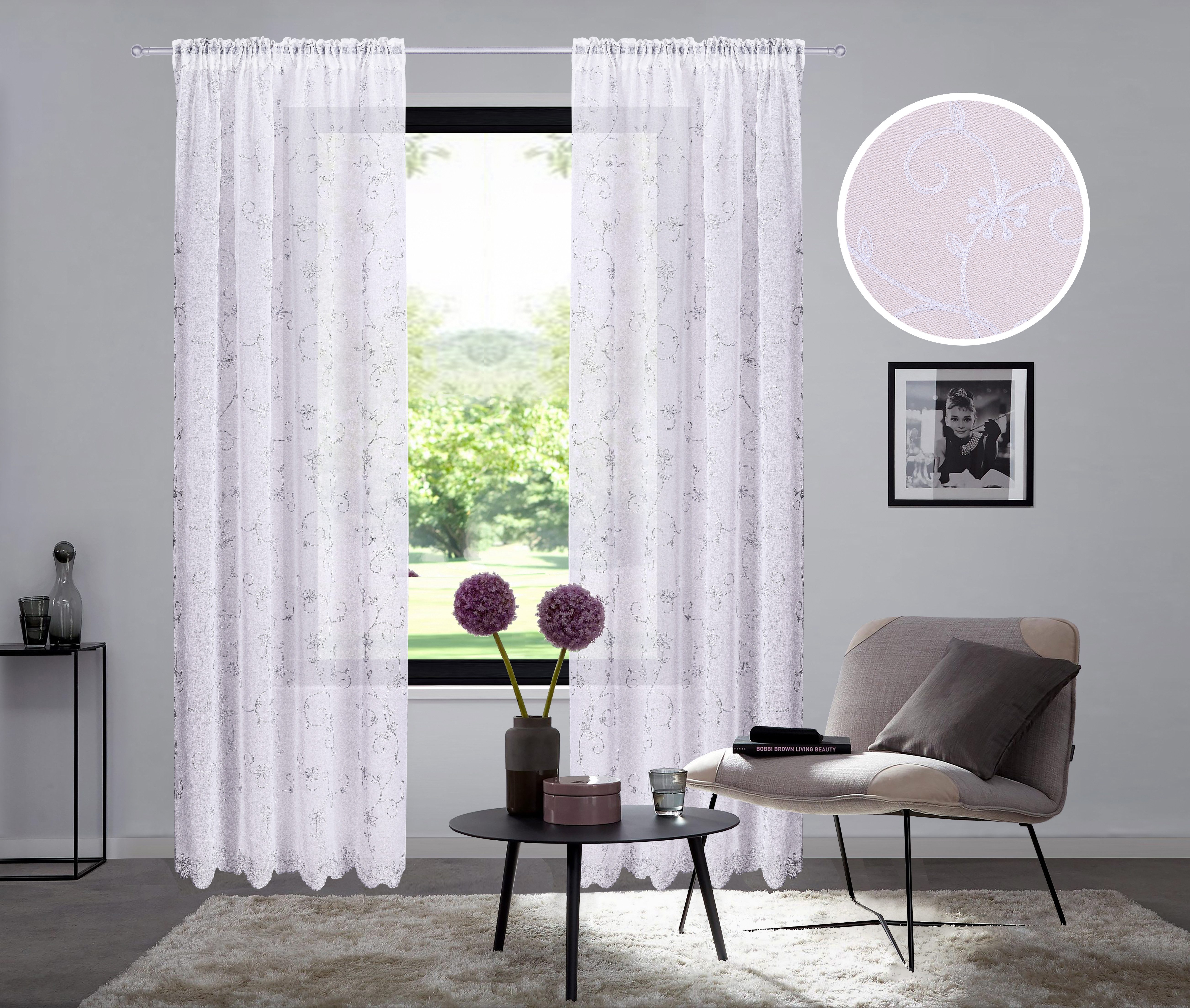 Home affaire Gordijn Bisel (1 stuk) kant & klaar gordijnen maat 130 cm x 225 cm wit