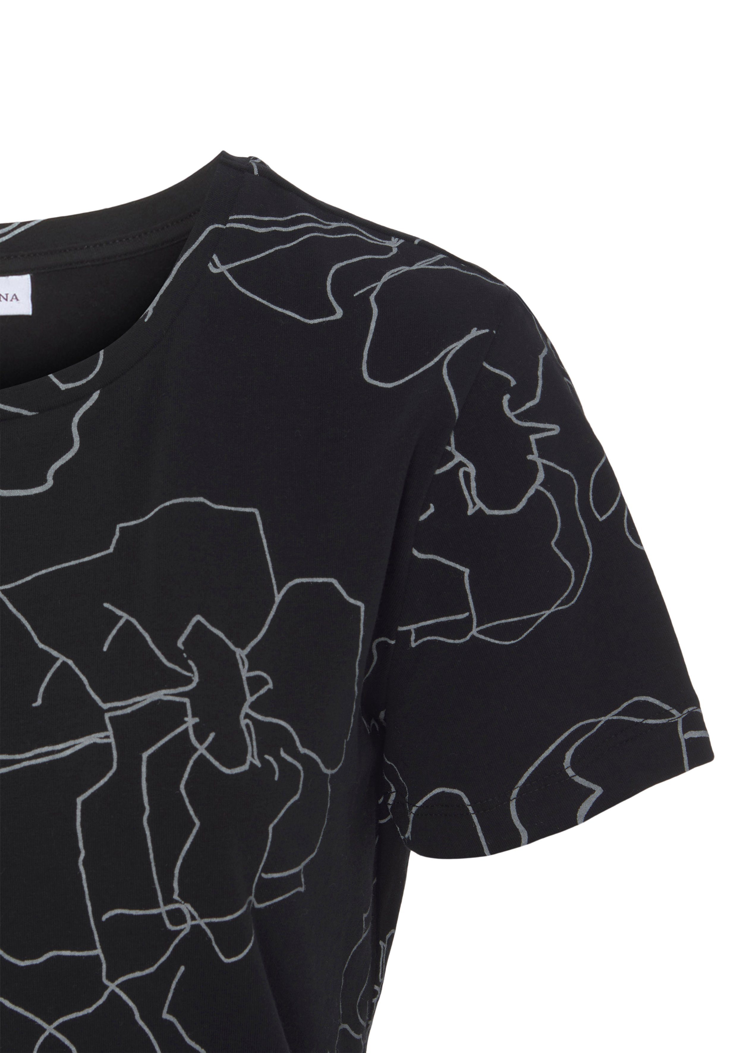 Lascana Shirt met korte mouwen -T-Shirt met bloemetjesprint, loungewear