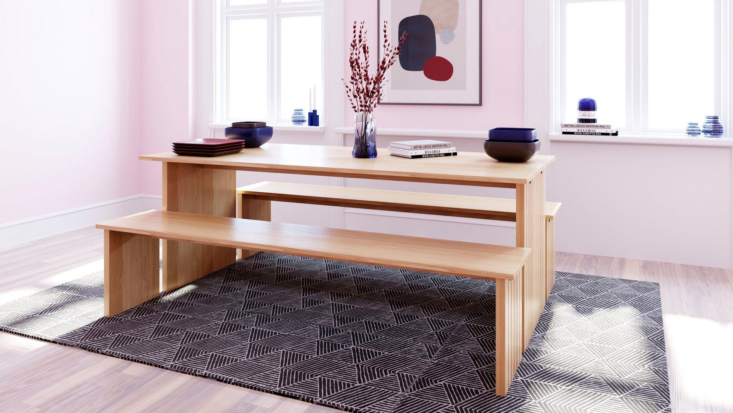 Woodman Bank Stripe in scandinavisch design, houtfineer van eiken