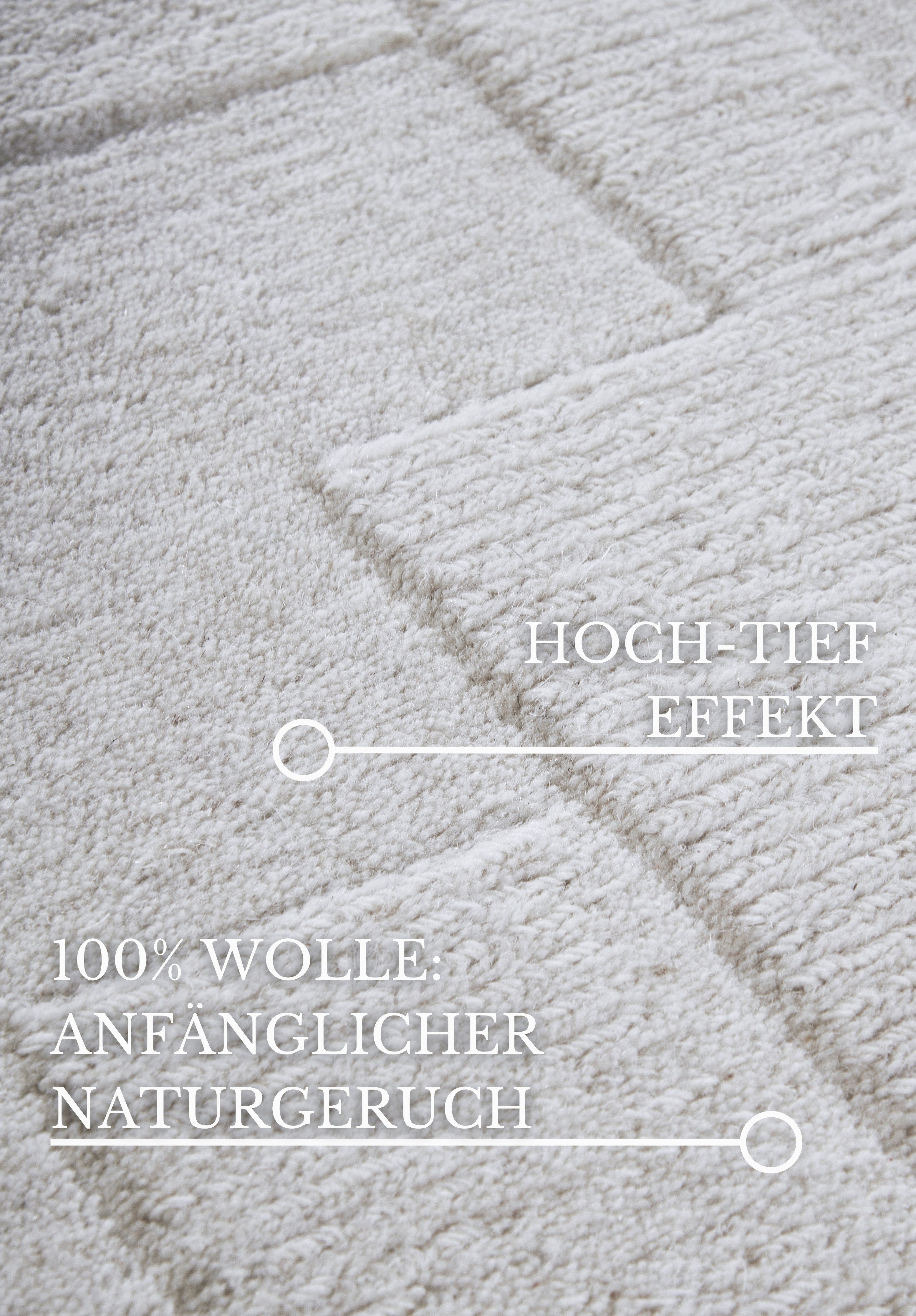 Villeroy & Boch Wollen kleed Wilhelmine Loper, handgeweven, wol, natuur, woonkamer, geometrie, boho