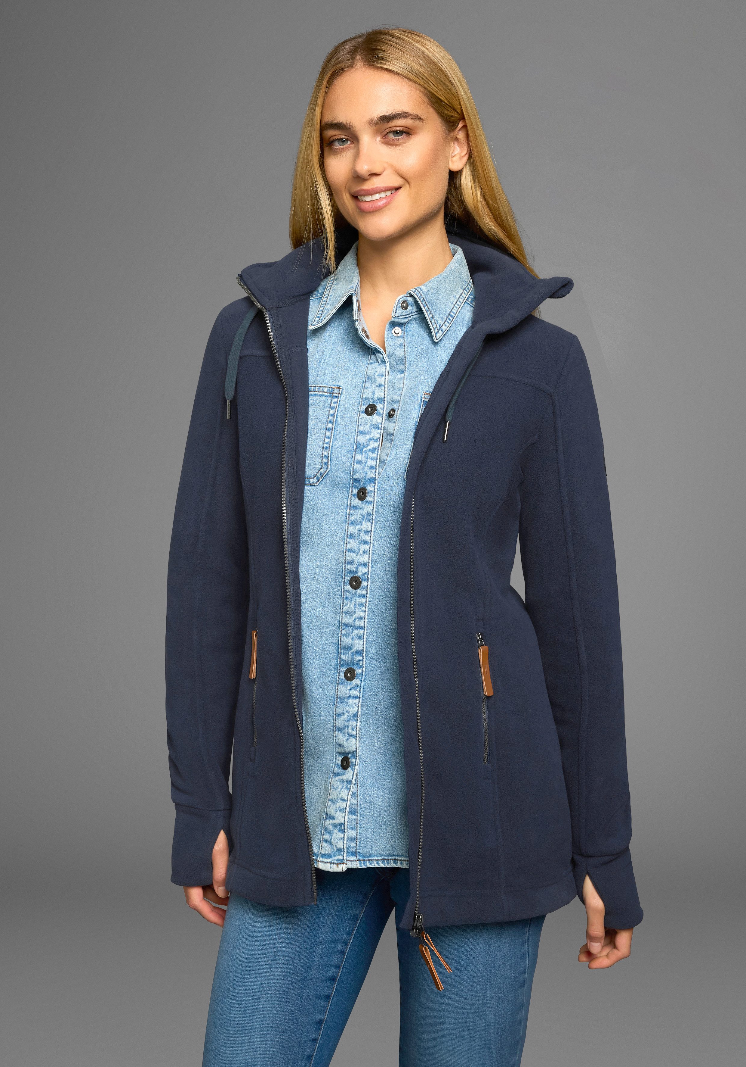 Polarino Fleecejack van fleece, ademend, sneldrogend