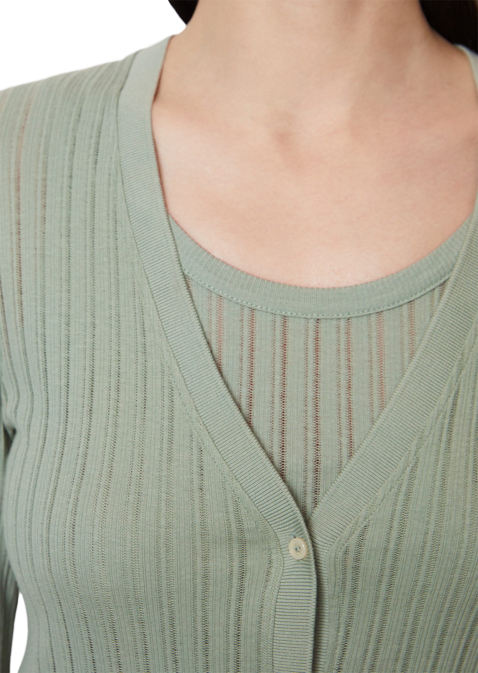 Marc O'Polo Vest Pointelle-cardigan regular, licht doorschijnend