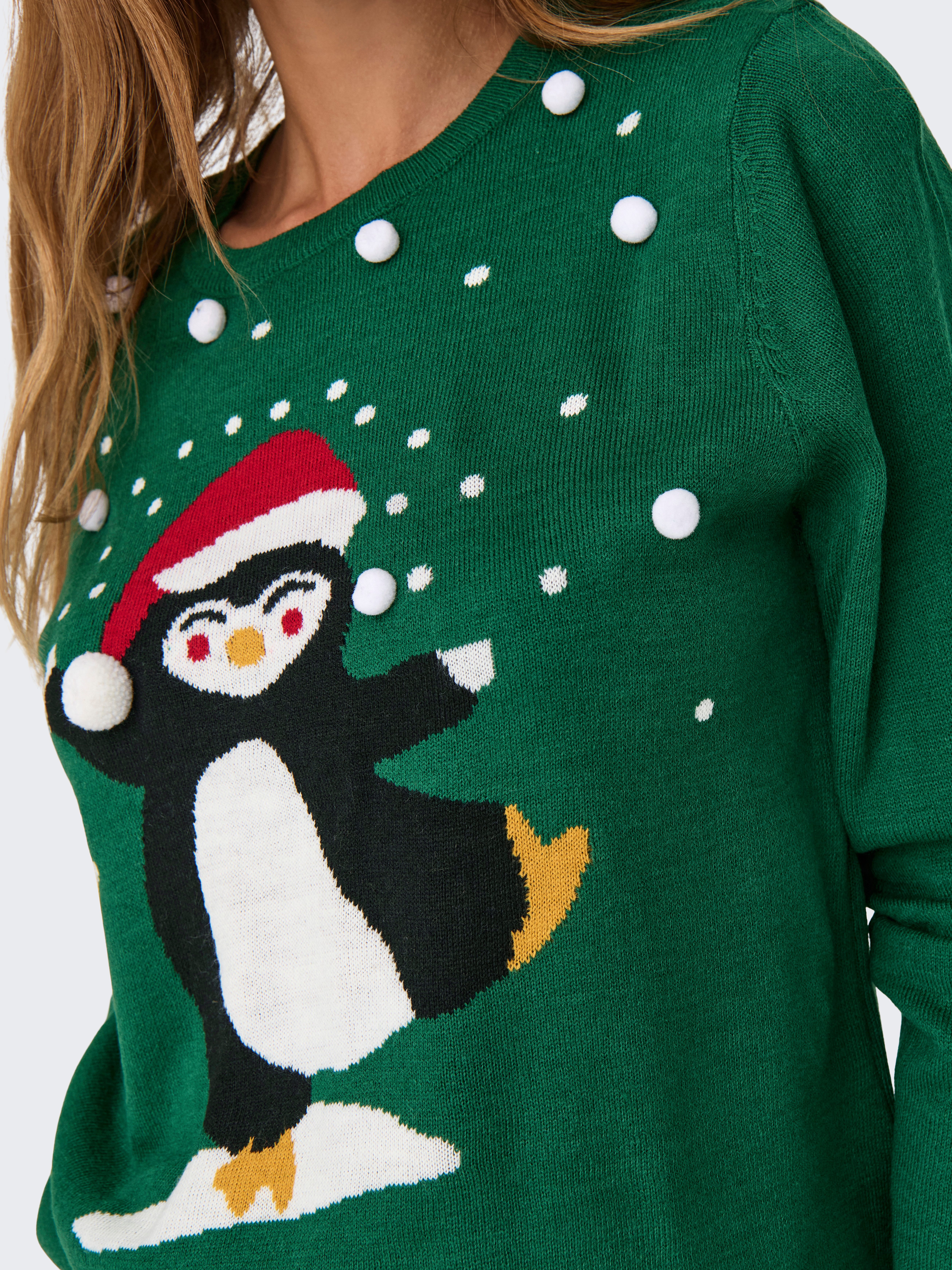 Only Kersttrui ONLXMAS LS O-NECK MIX DETAIL BOX KNT