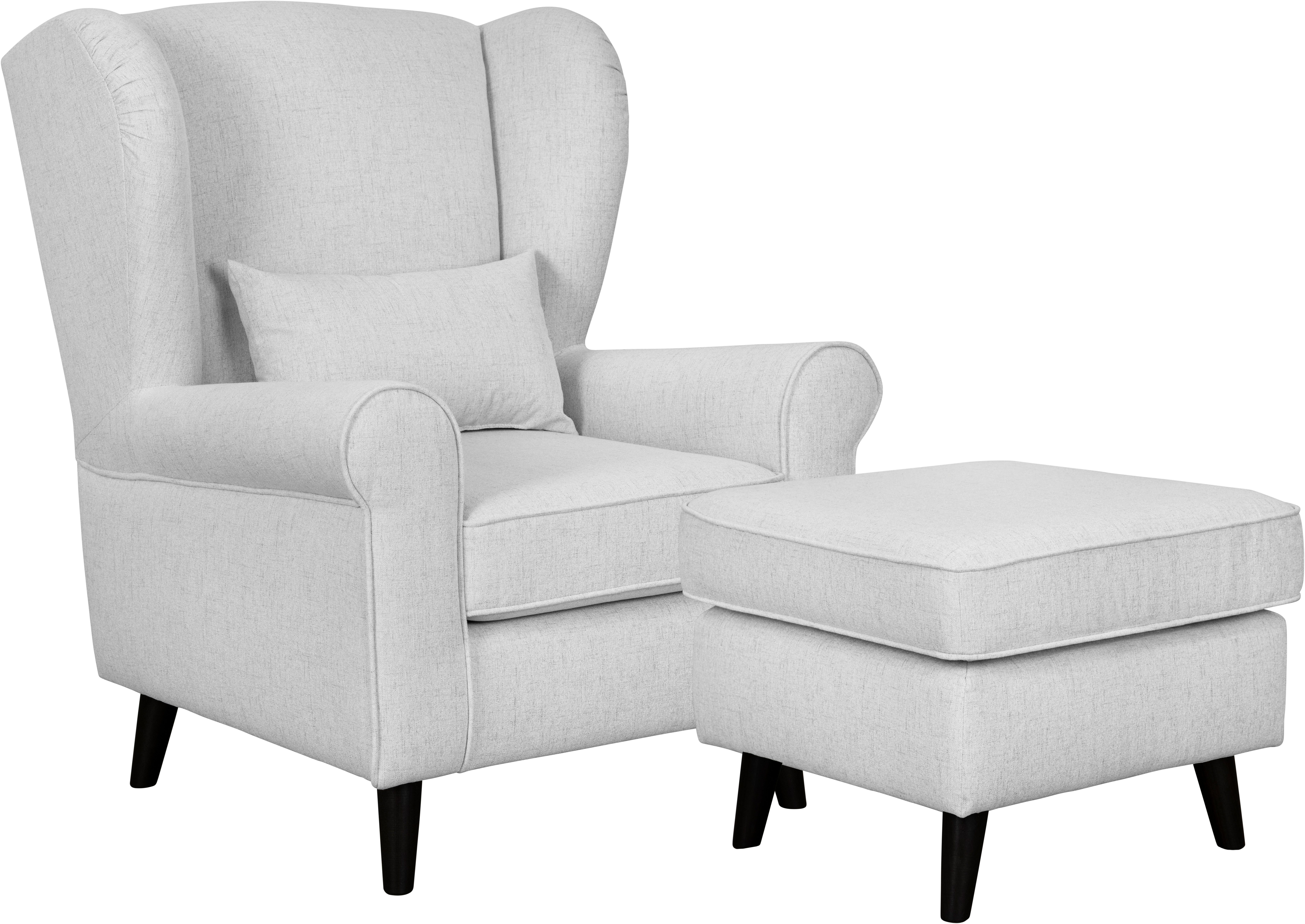 Home affaire Fauteuil Ohrensessel CHISTELLE, optioneel met poef met golfondersteuning, afmetingen: b/d/h: 81/87/99 cm