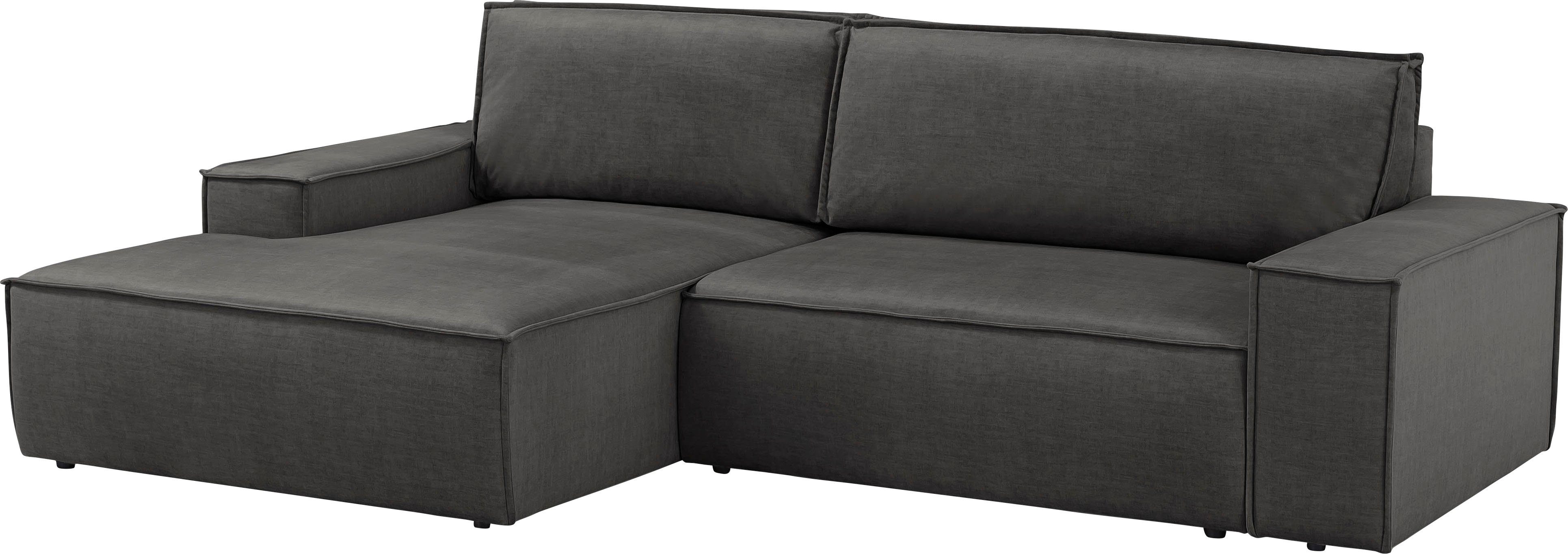 Home affaire Hoekbank SHERWOOD bedbank 267 cm, L-model, Slaapfunctie met bedlade (210x136 cm), cord, vintage, fluweel
