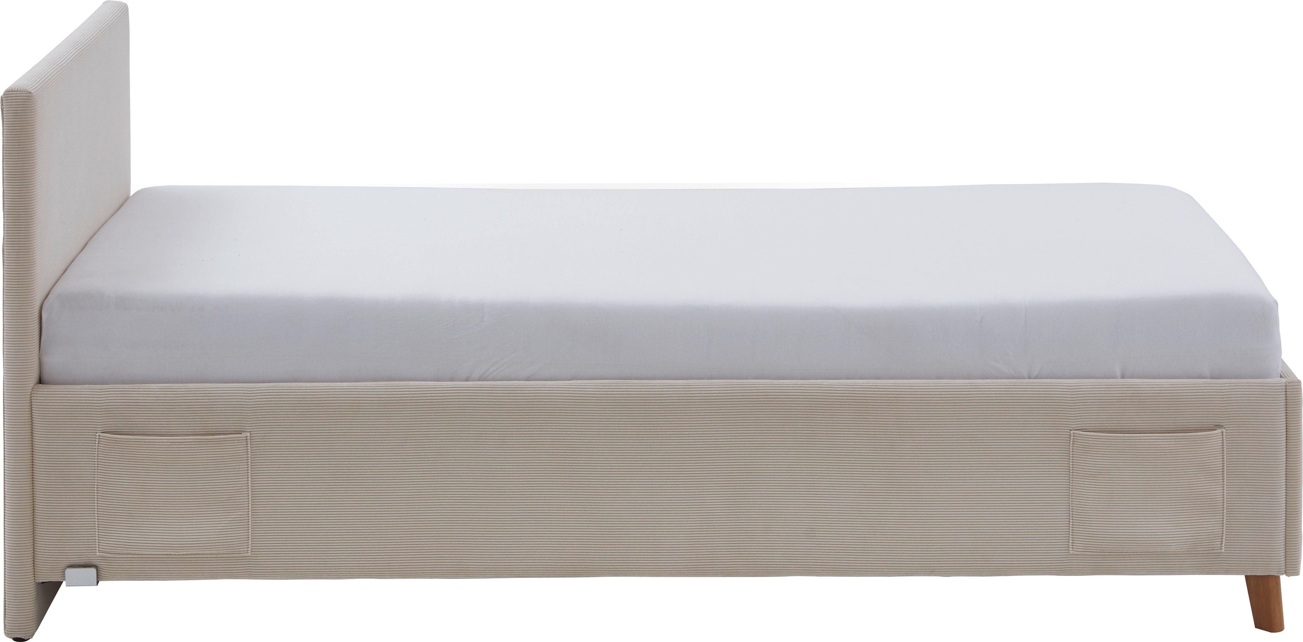 meise.möbel Kinderledikant Blauw Bekleed bed naar keuze met bedkist, tienerbed inclusief USB-aansluiting