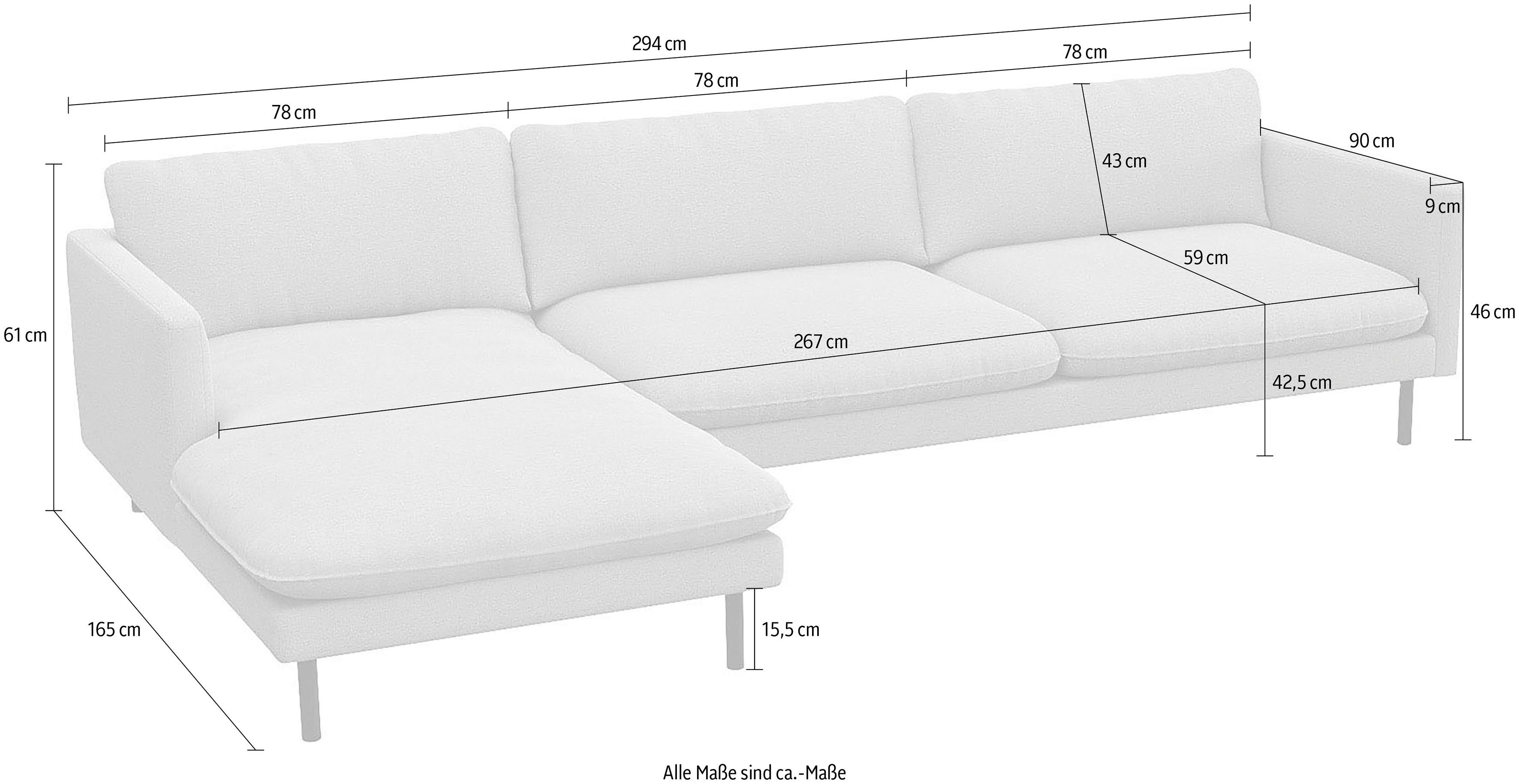 FLEXLUX Hoekbank Bolzano, elegant en comfortabel, L-vorm Zitting van koudschuim & stalen vering, losse zit- en rugkussens