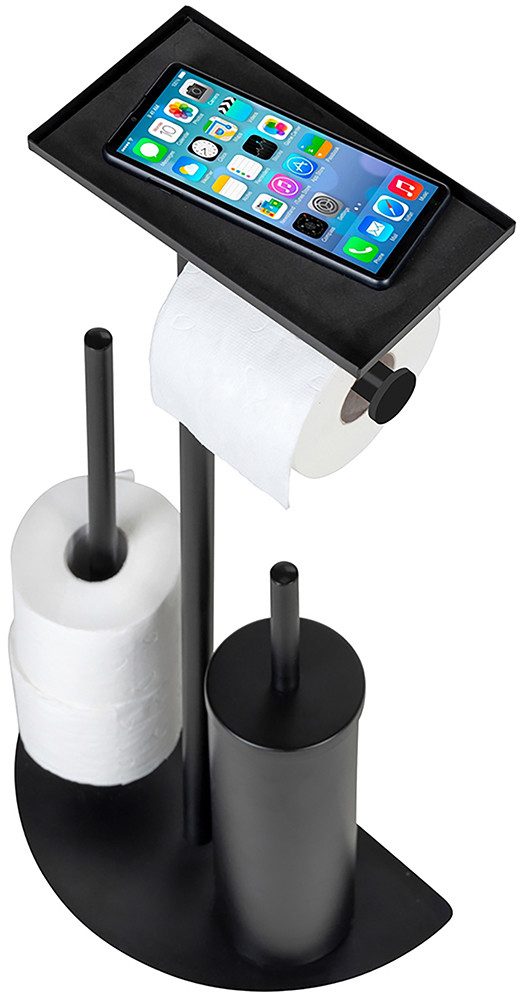 WENKO Toiletset Model Cosenza Neo ruimtebesparende 4-in-1 standaardset met plank, gelakt staal