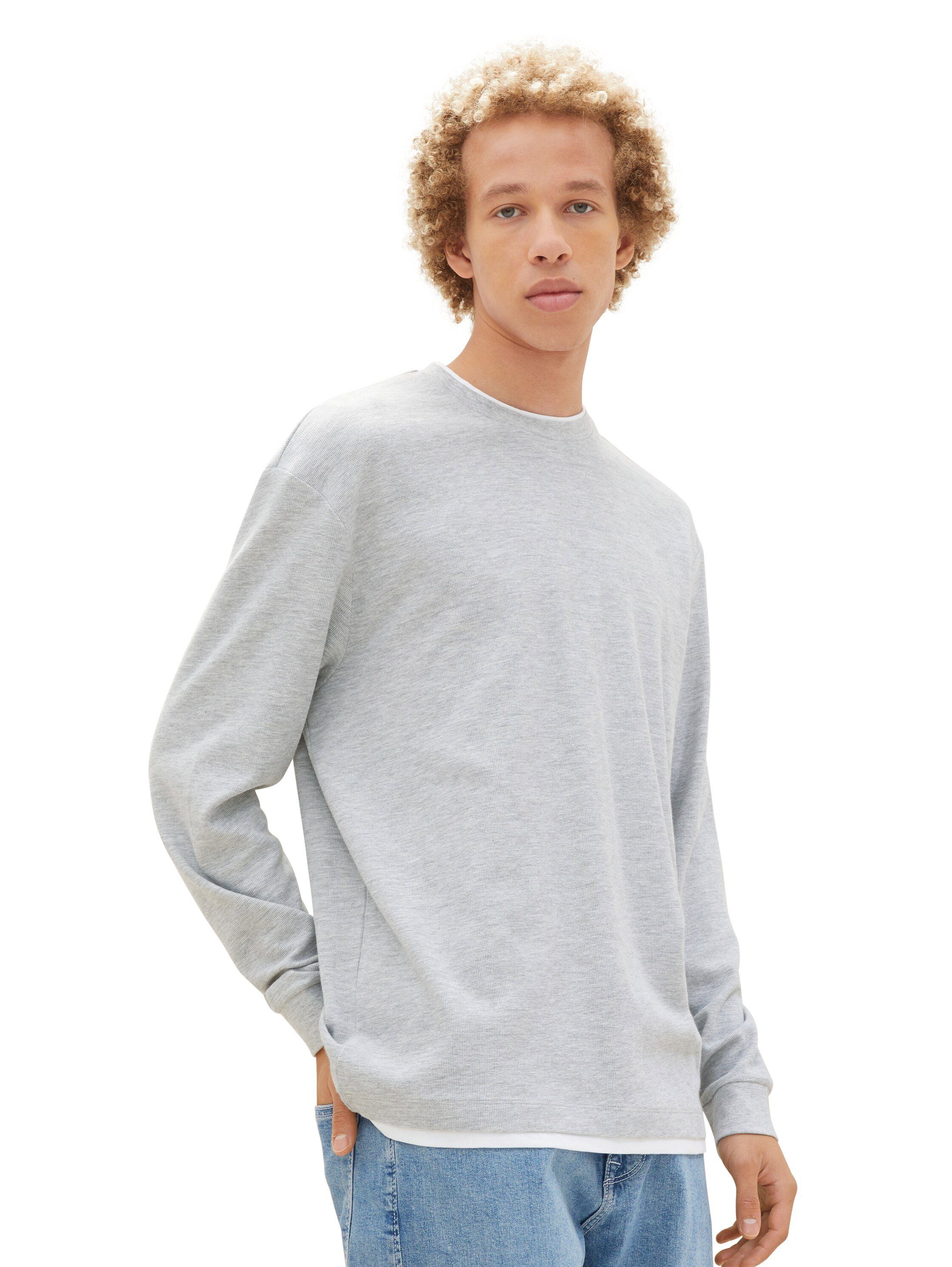 Tom Tailor Denim 2-in-1-shirt met lange mouwen gemeleerd, met ronde hals