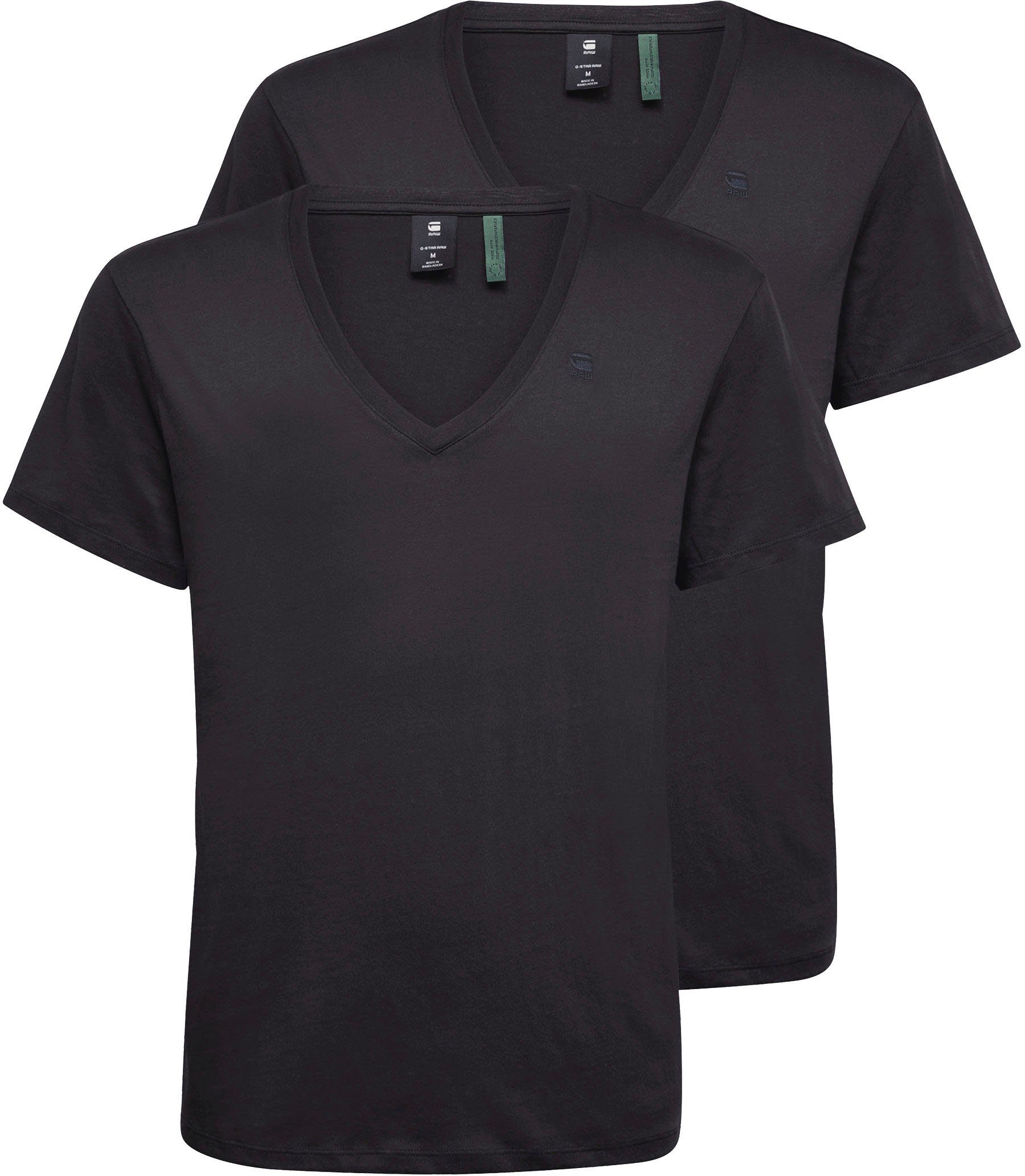 G-Star RAW Shirt met V-hals Base htr v t s/s 2-pack (2-delig, Set van 2)
